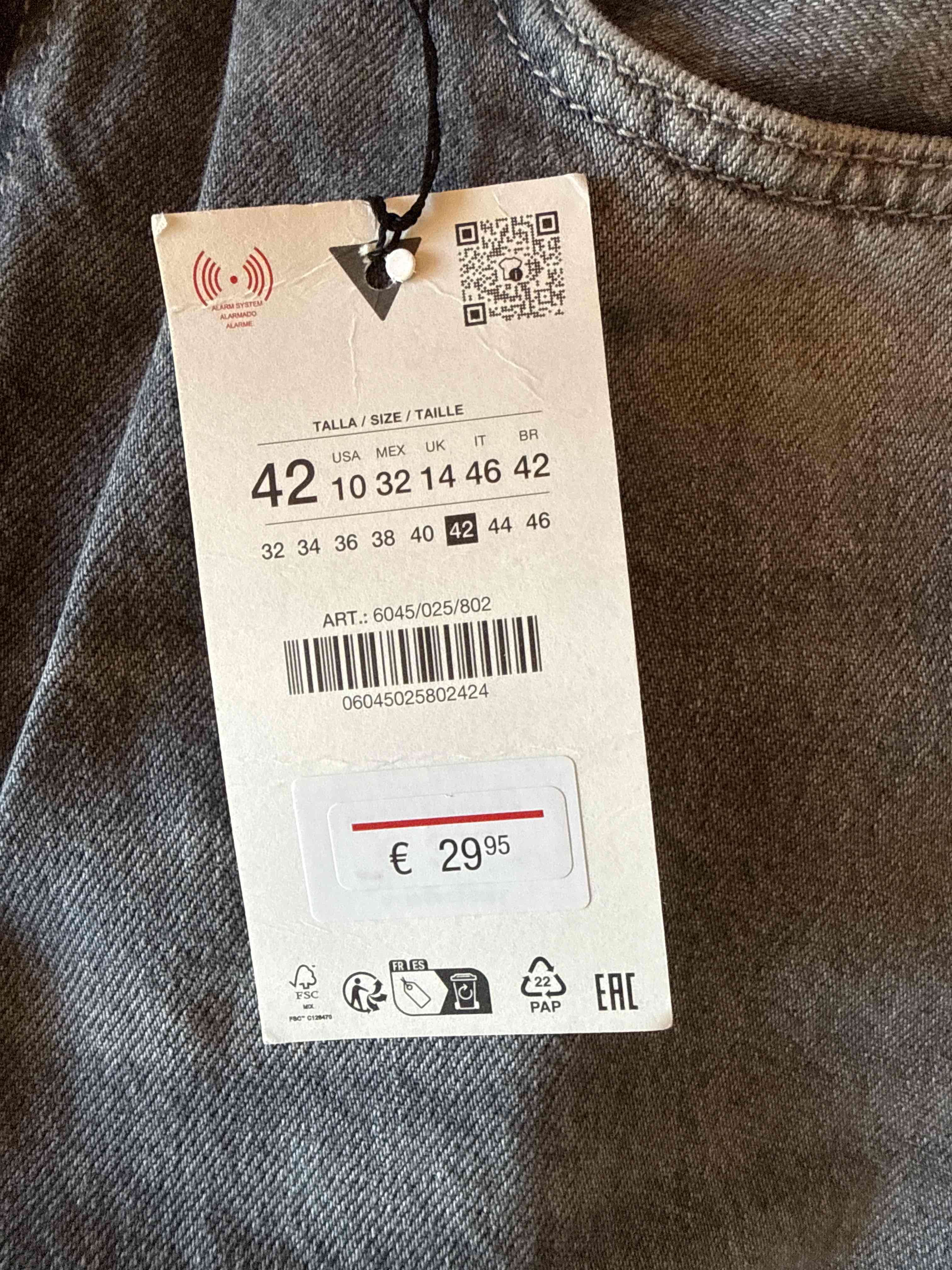 Jeans gris Zara wide leg tiro alto talla 42 - miniatura 3