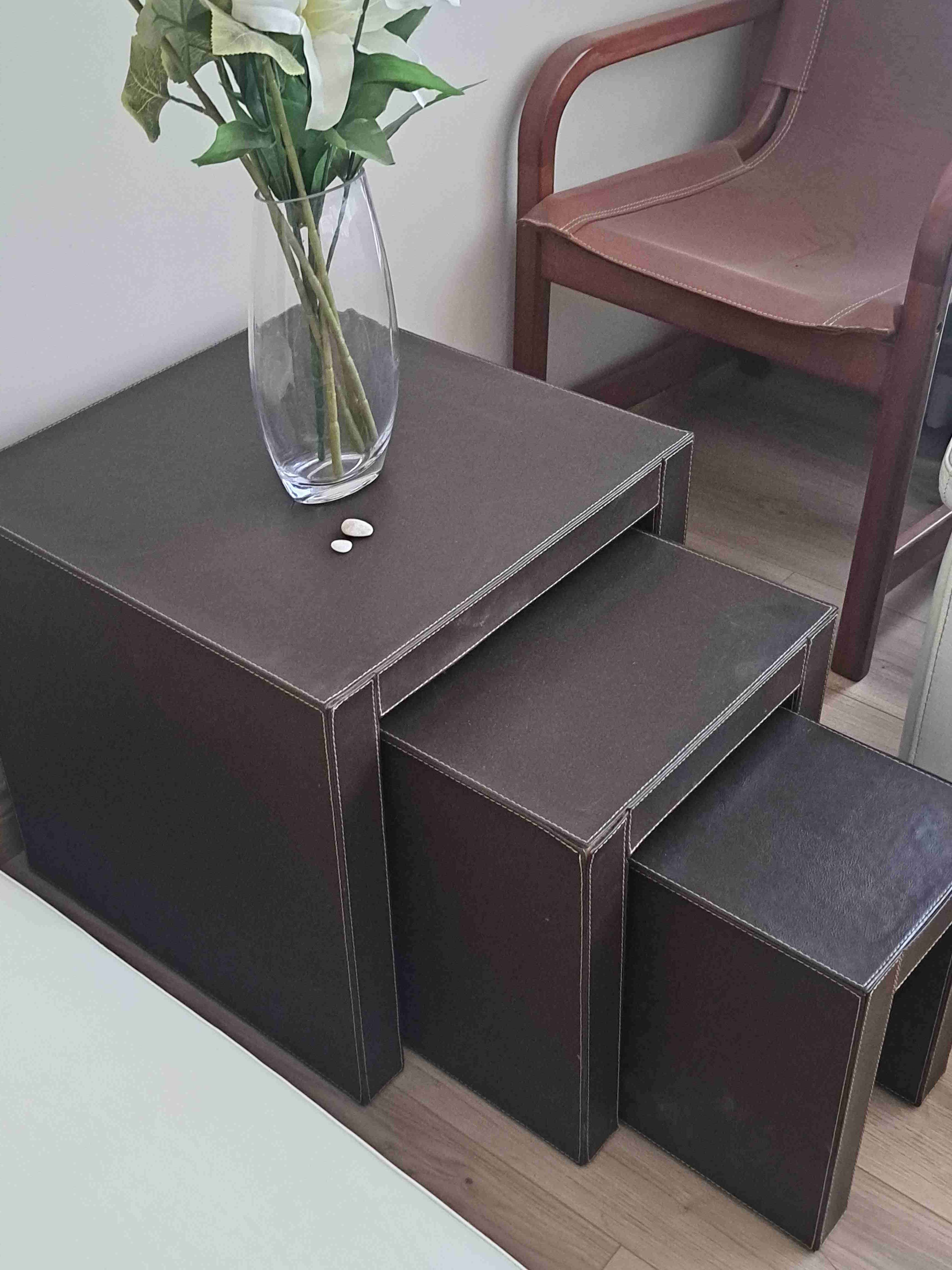 Juego de 3 mesas anidables marrón - miniatura 1