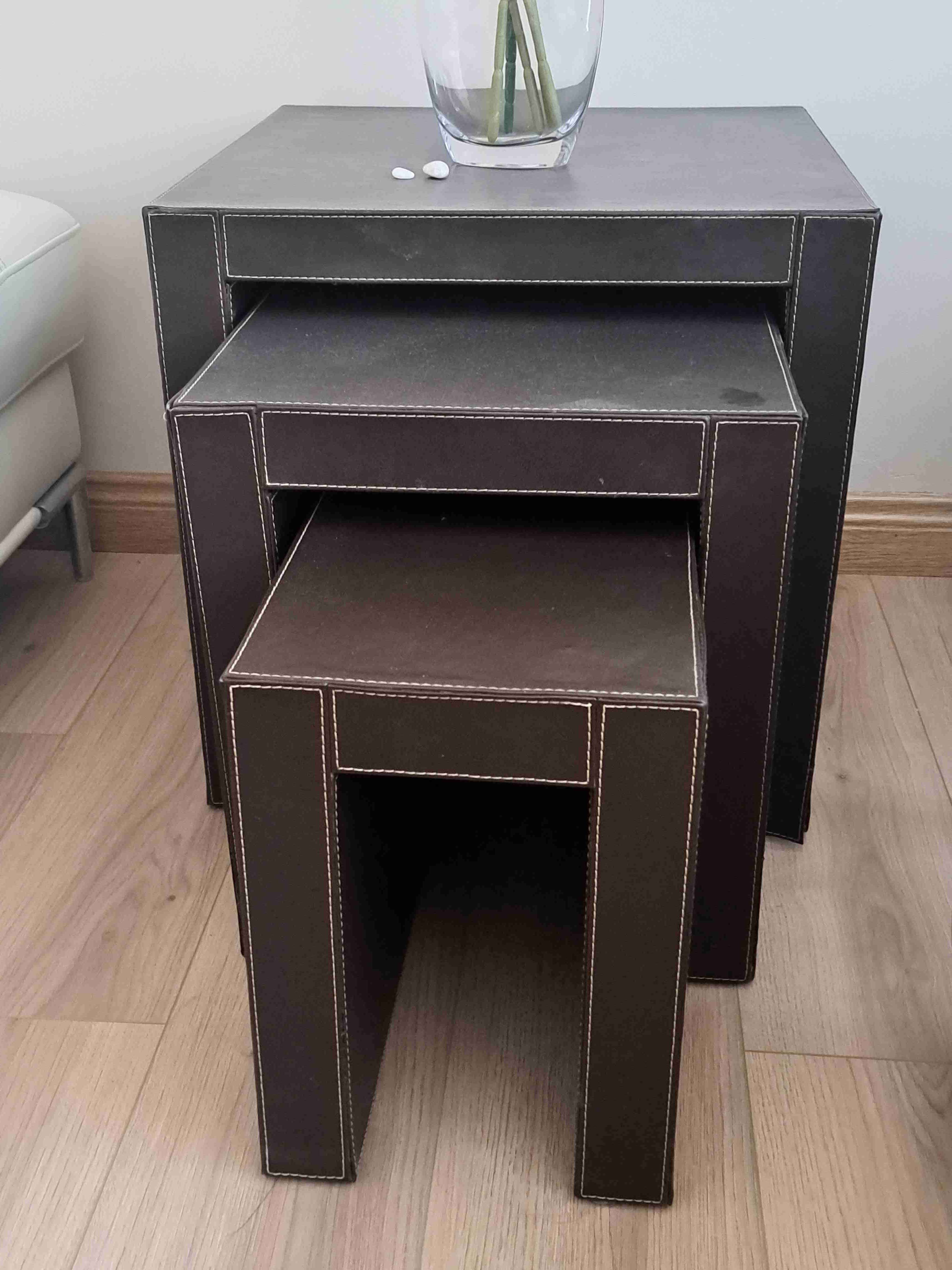 Juego de 3 mesas anidables marrón - miniatura 3