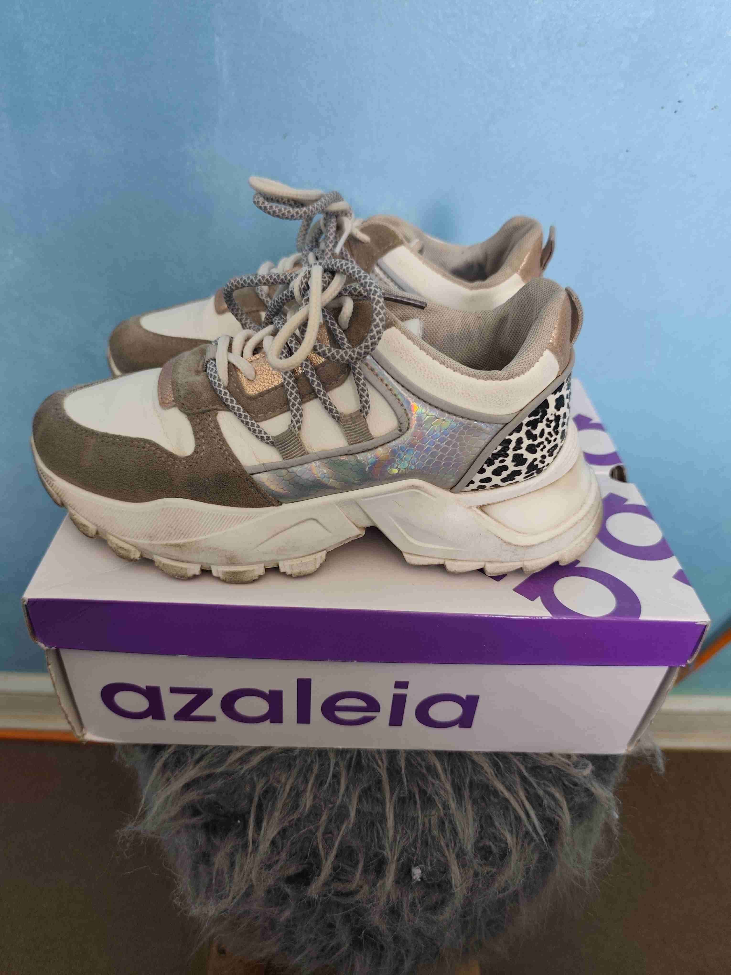 Zapatillas deportivas beige y blancas, Azaleia - miniatura 4