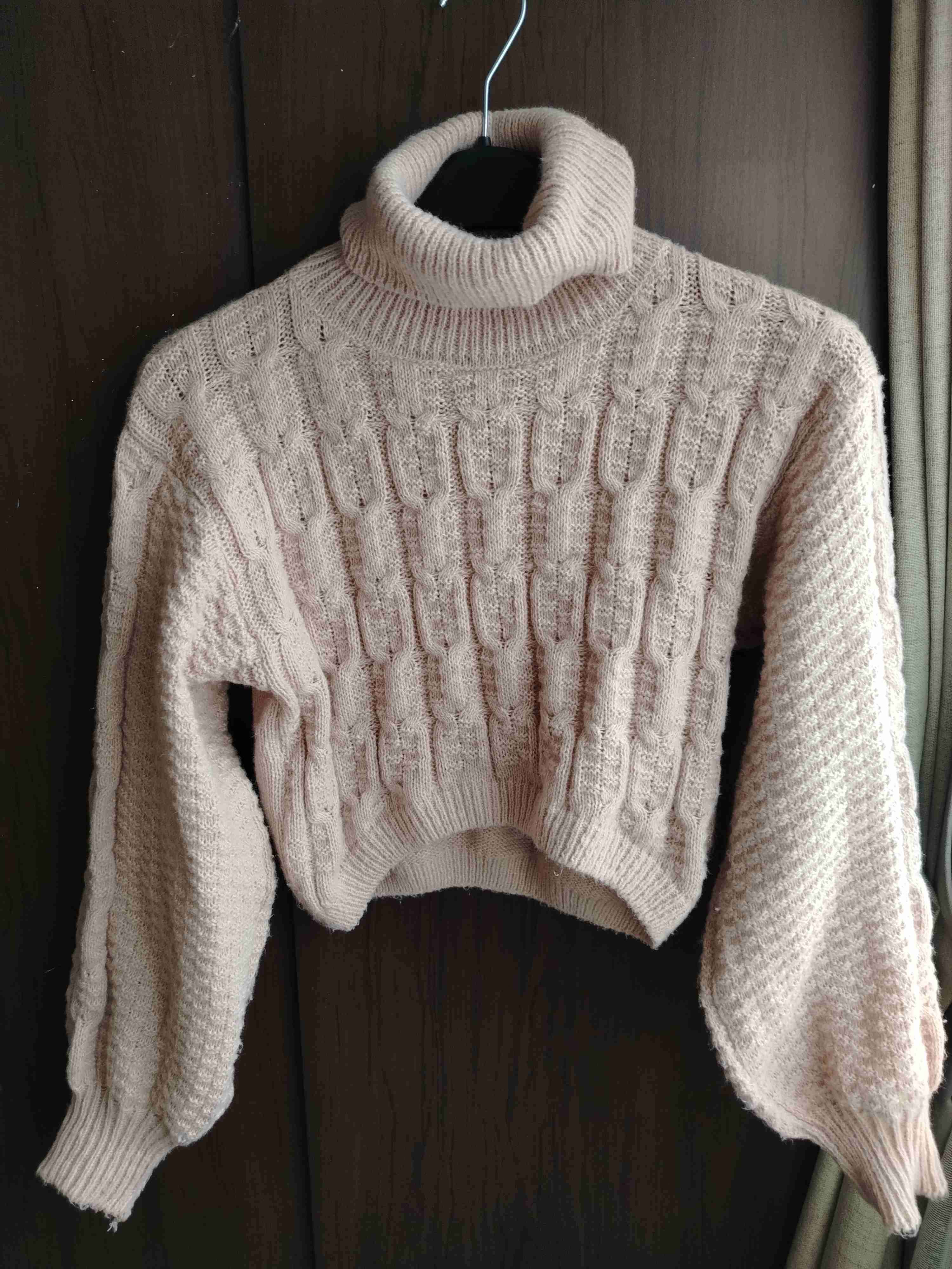 Suéter beige de lana trenzado - miniatura 1