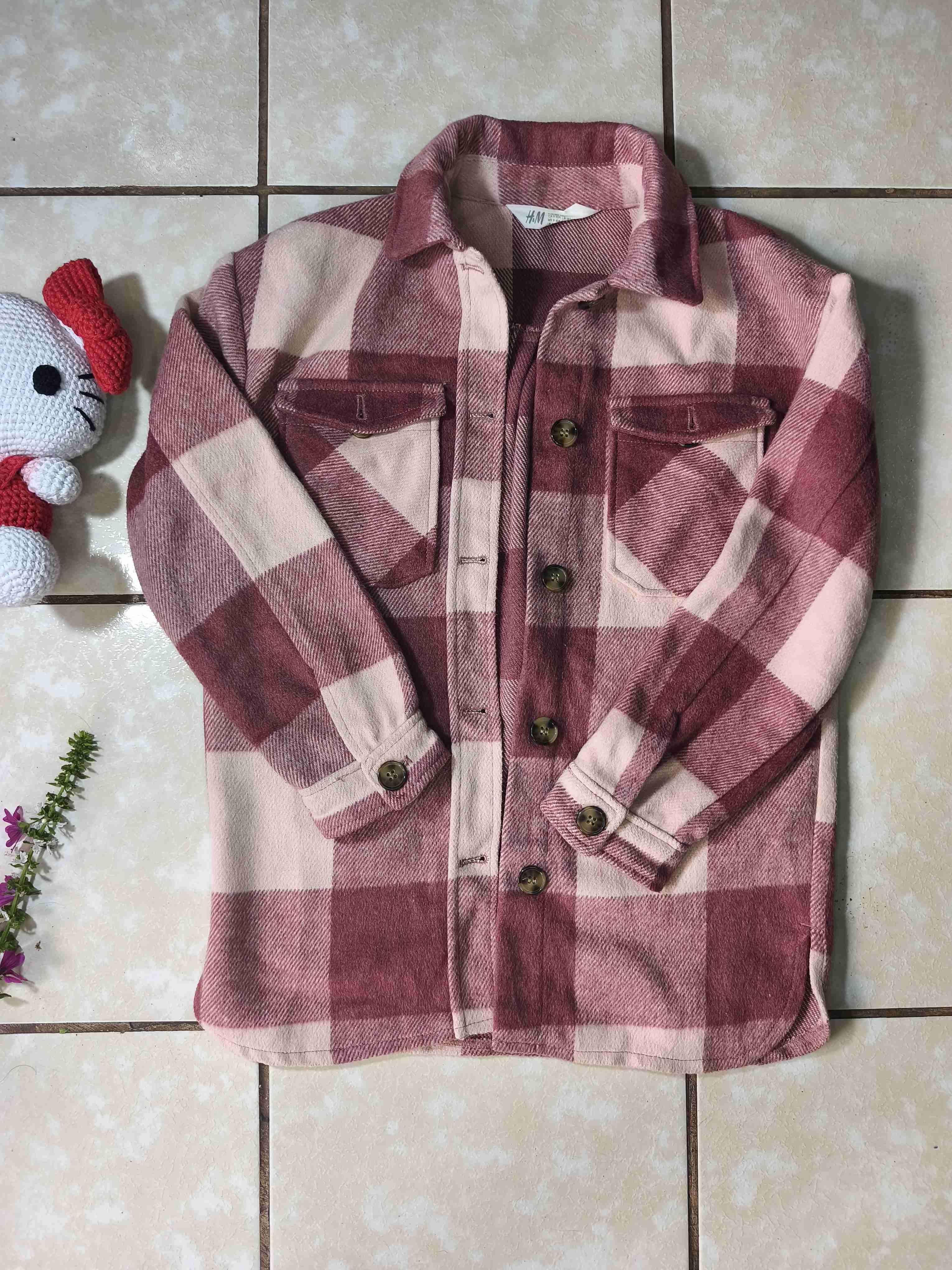 Chaqueta de cuadros rosa 9-10 años