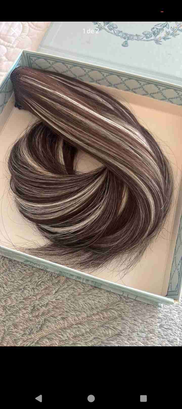 Extensión de cabello castaño con mechas - miniatura 1