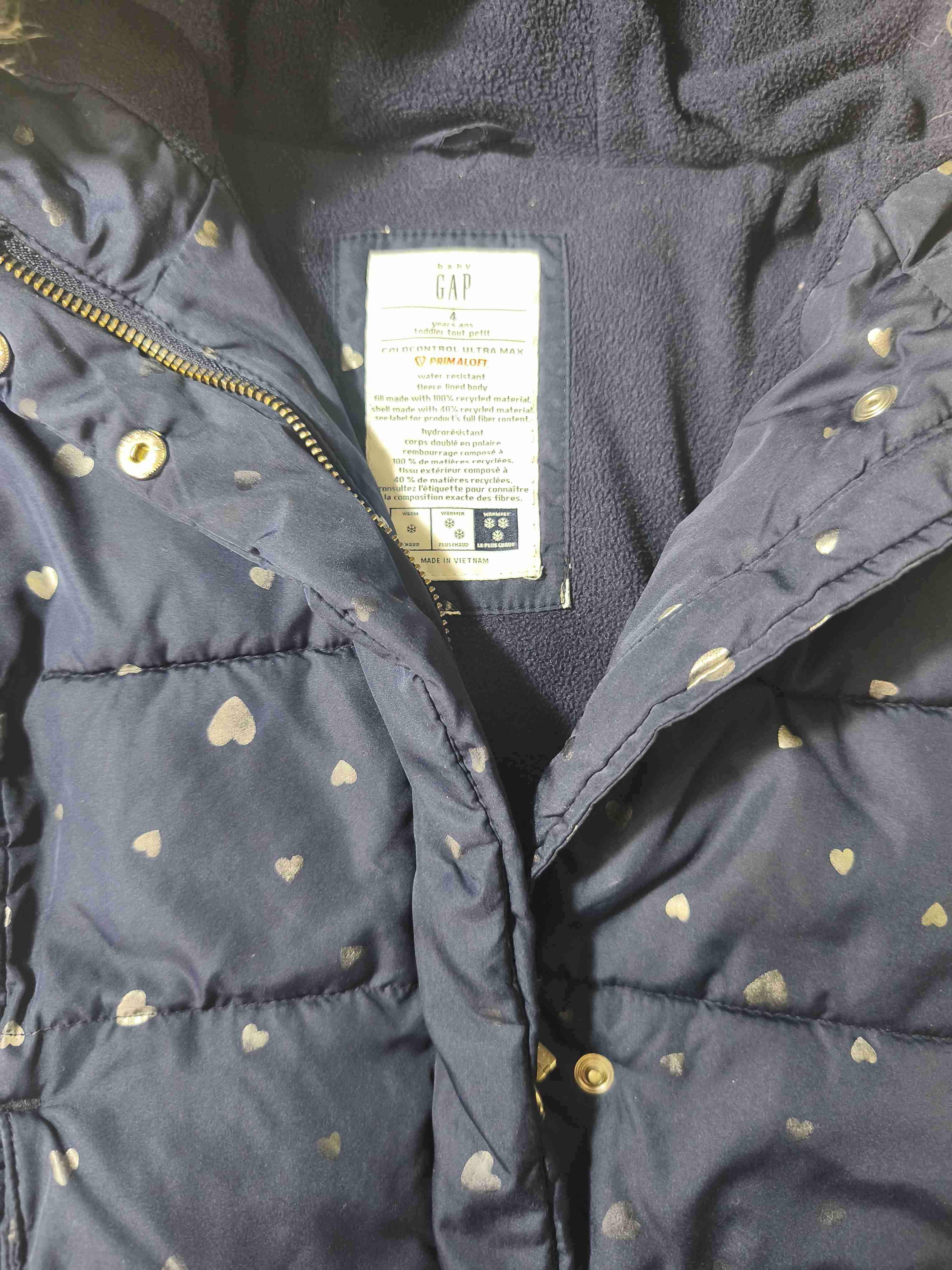 Parka infantil azul con corazones - miniatura 2