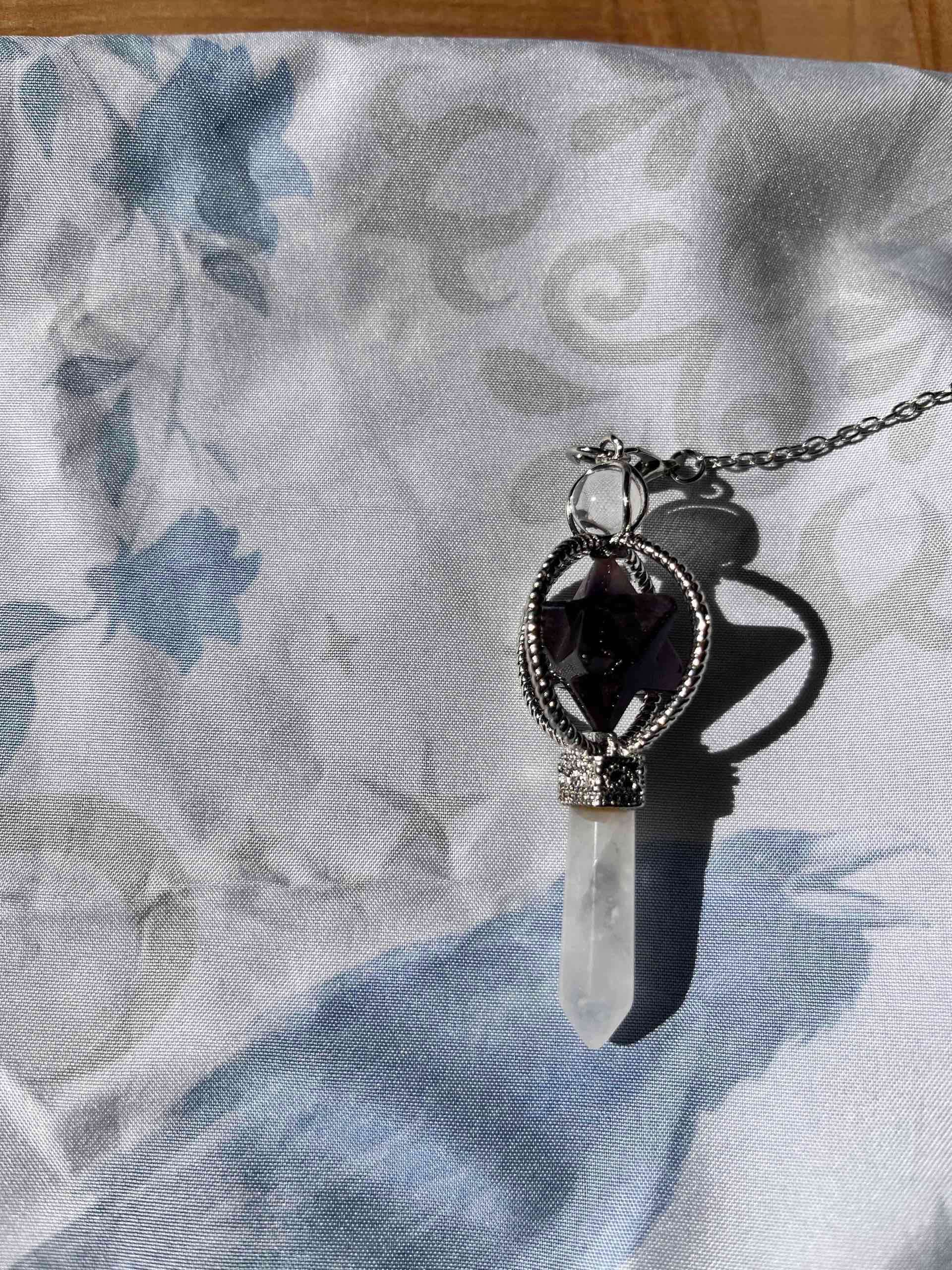 Pendulo amatista y cuarzo blanco - miniatura 1