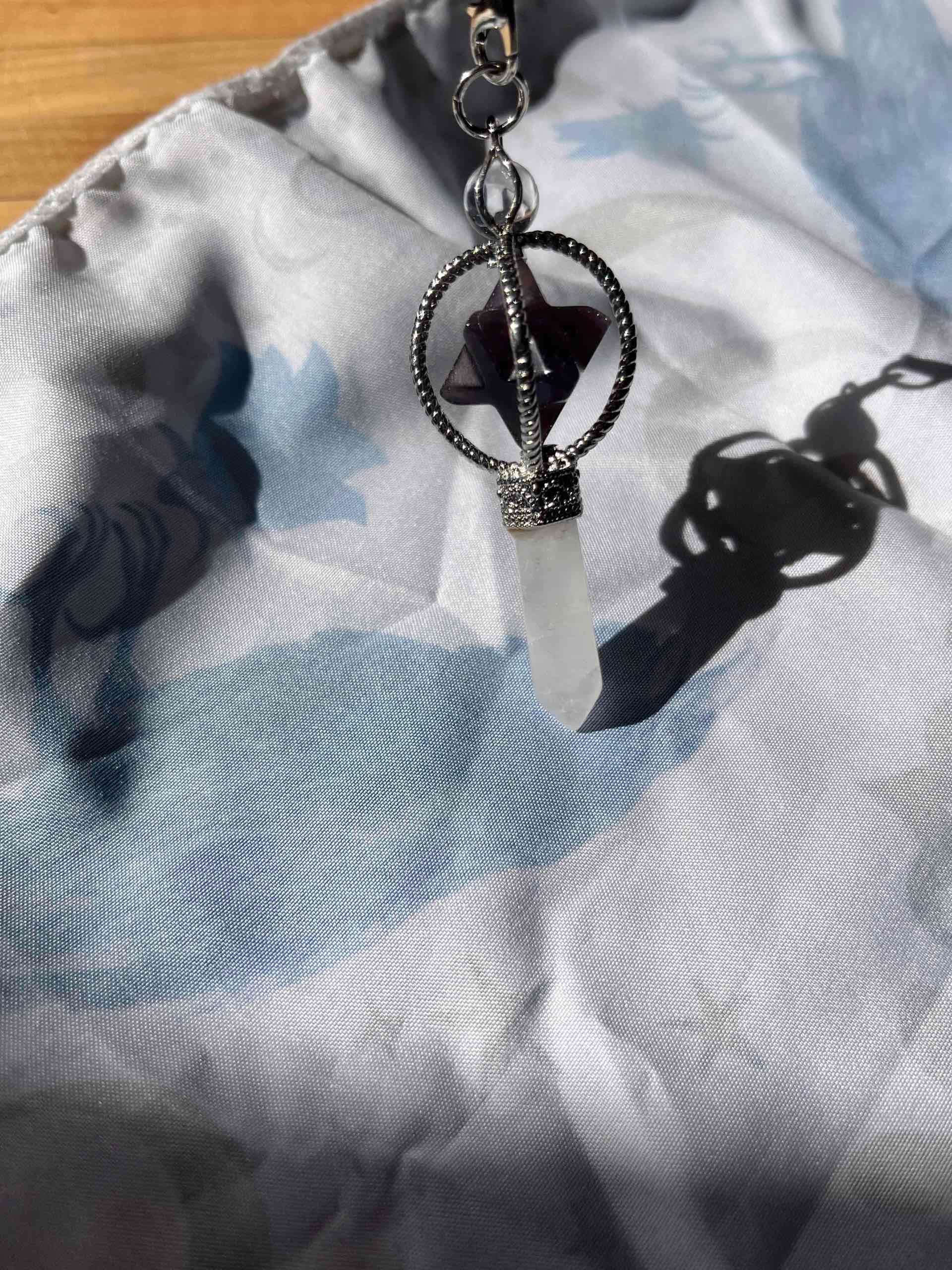 Pendulo amatista y cuarzo blanco - miniatura 2