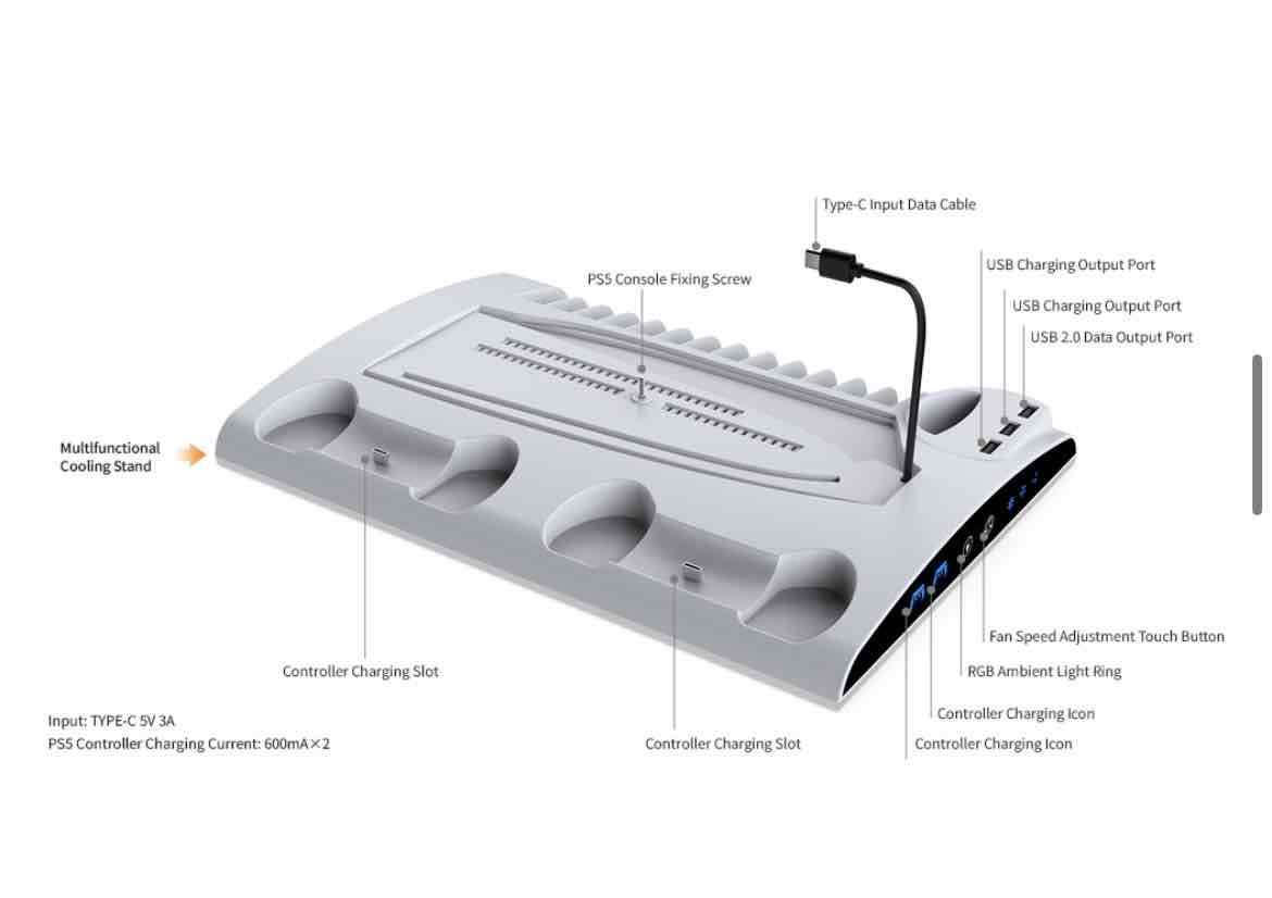 Dock de Carga y Enfriamiento PS5 marca Dobe - miniatura 4