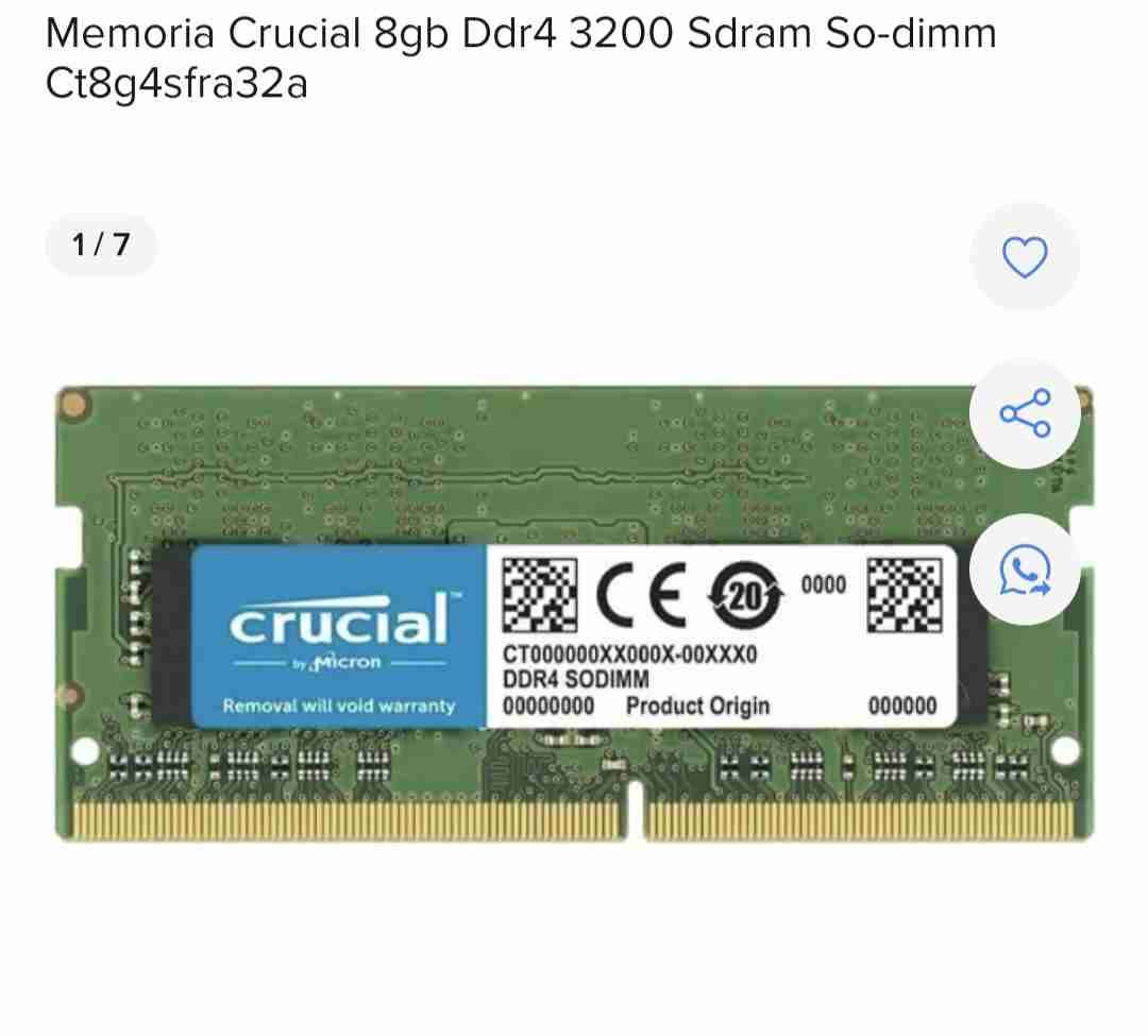 Memoria RAM Crucial 8GB DDR4