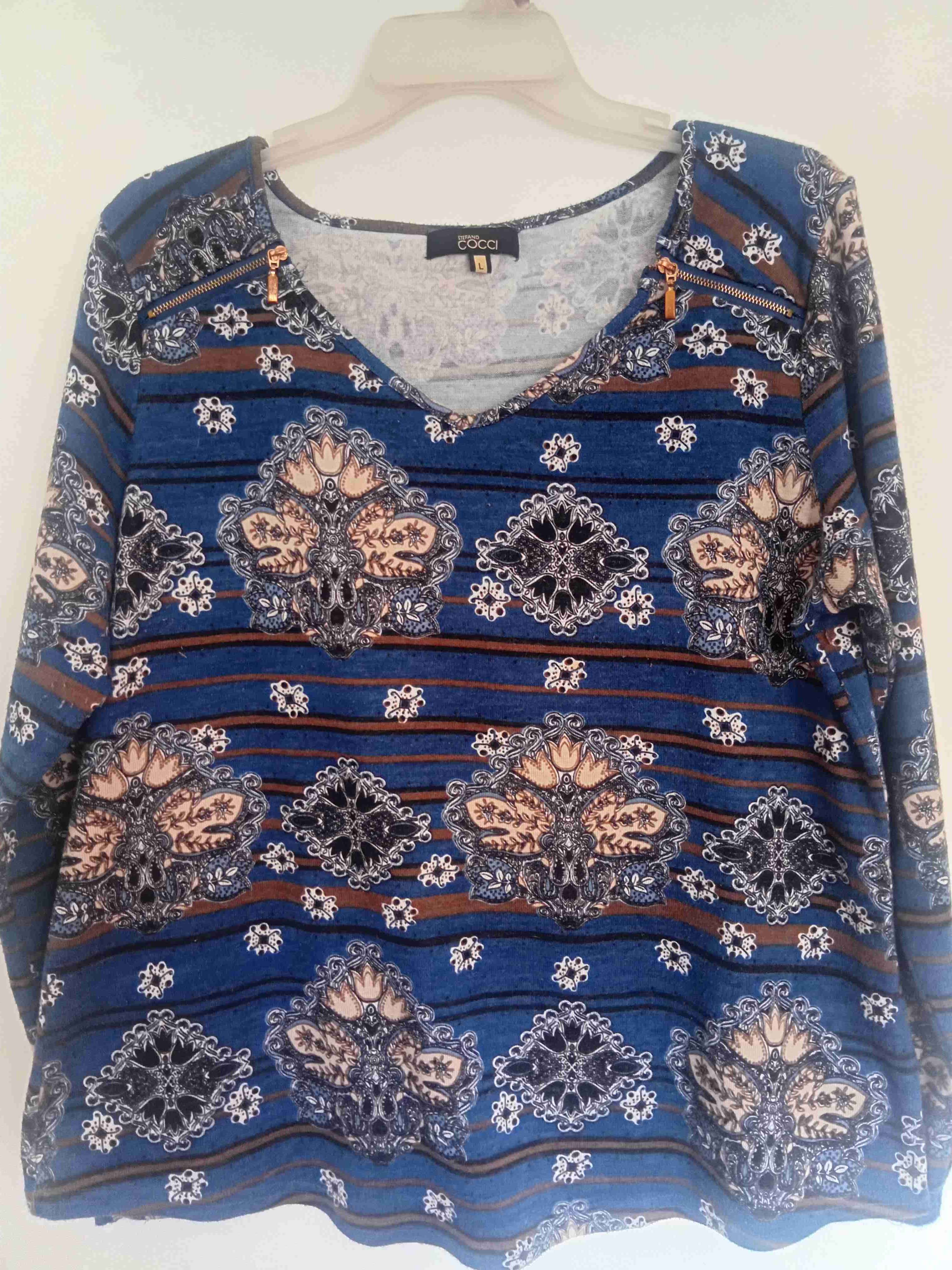 Polera manga larga estampada azul - miniatura 1