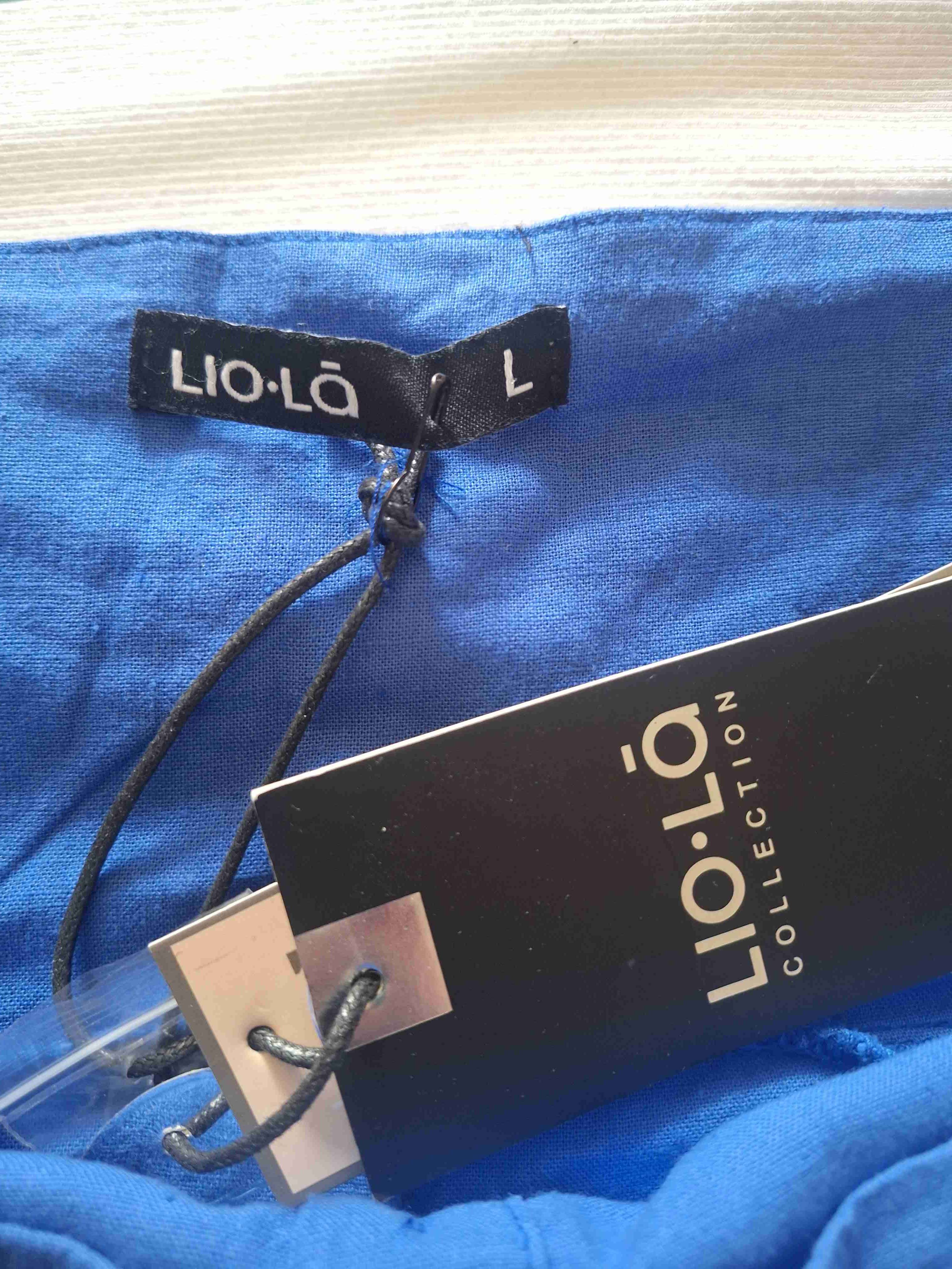 Blusa azul de lino - miniatura 3