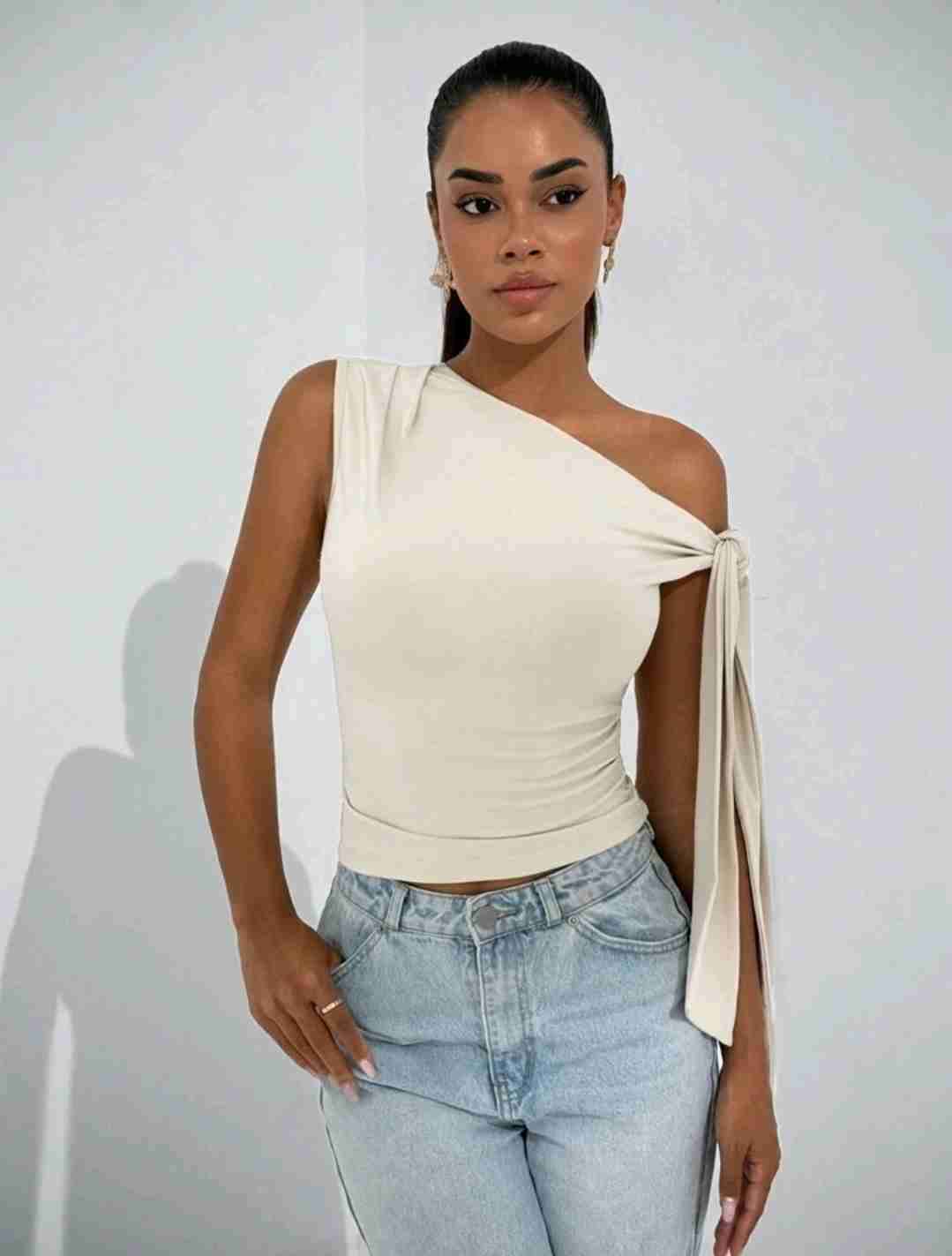 Top beige con nudo - miniatura 3