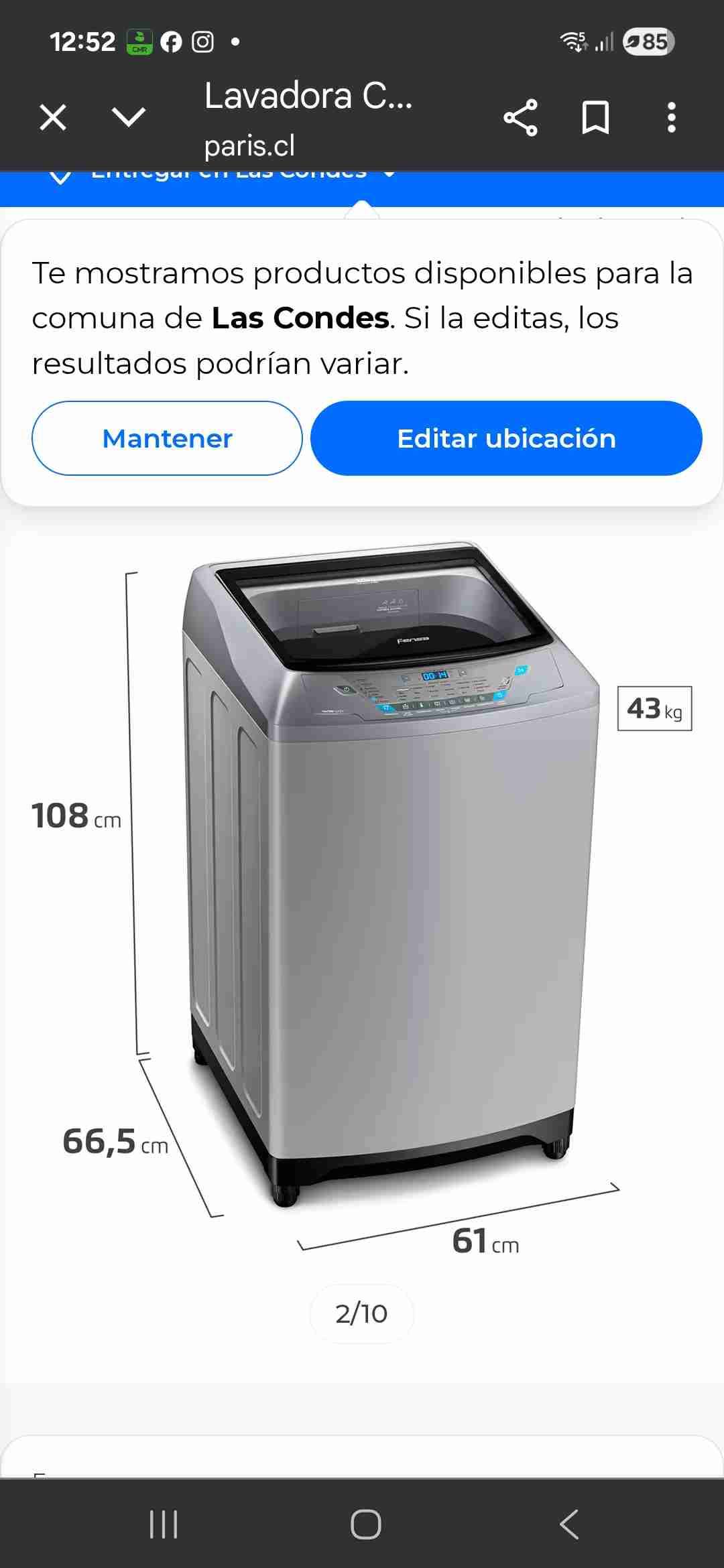 Lavadora carga superior gris 18 kilos - miniatura 1