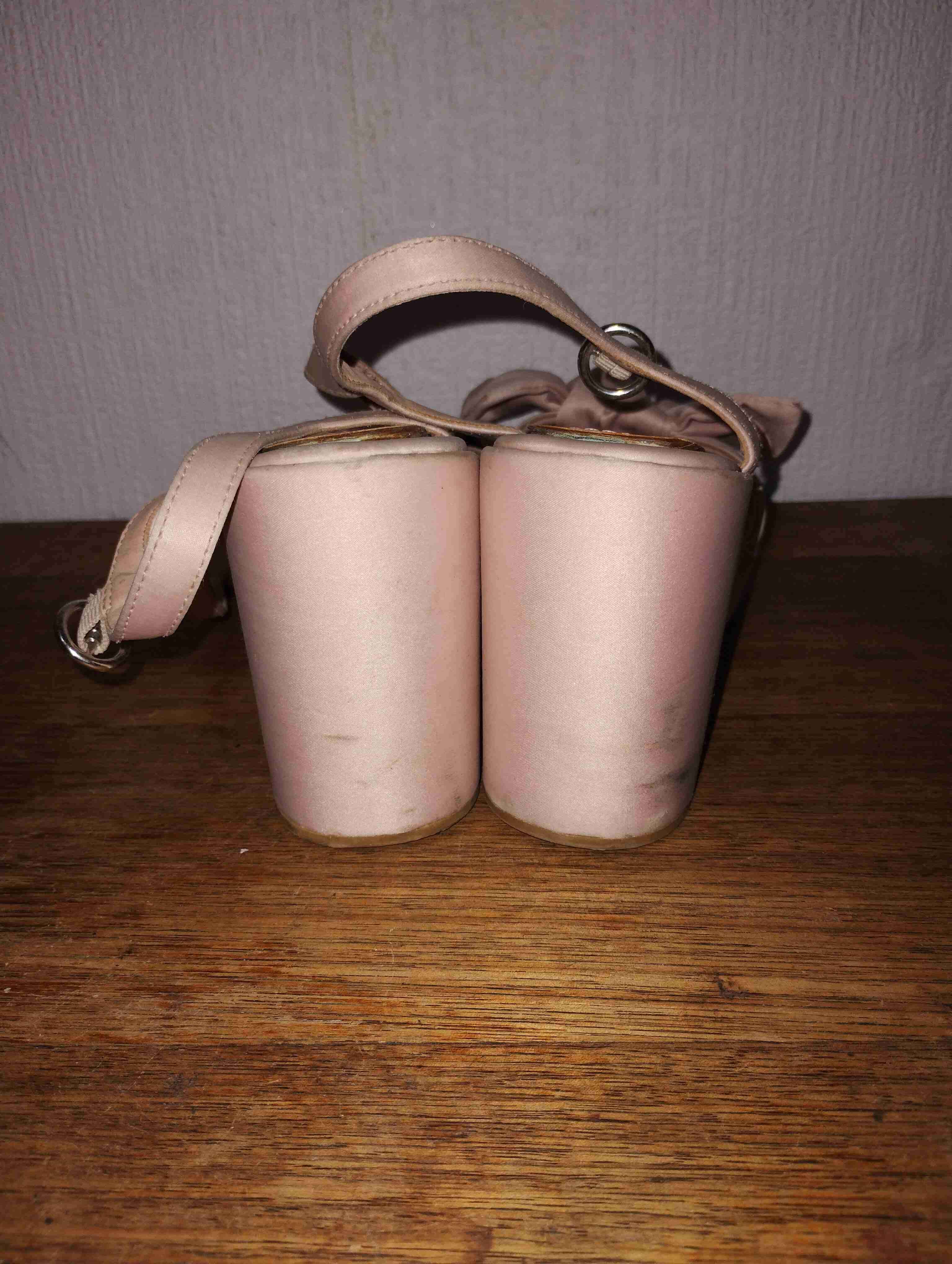 Sandalias de cuña beige con lazo - miniatura 3