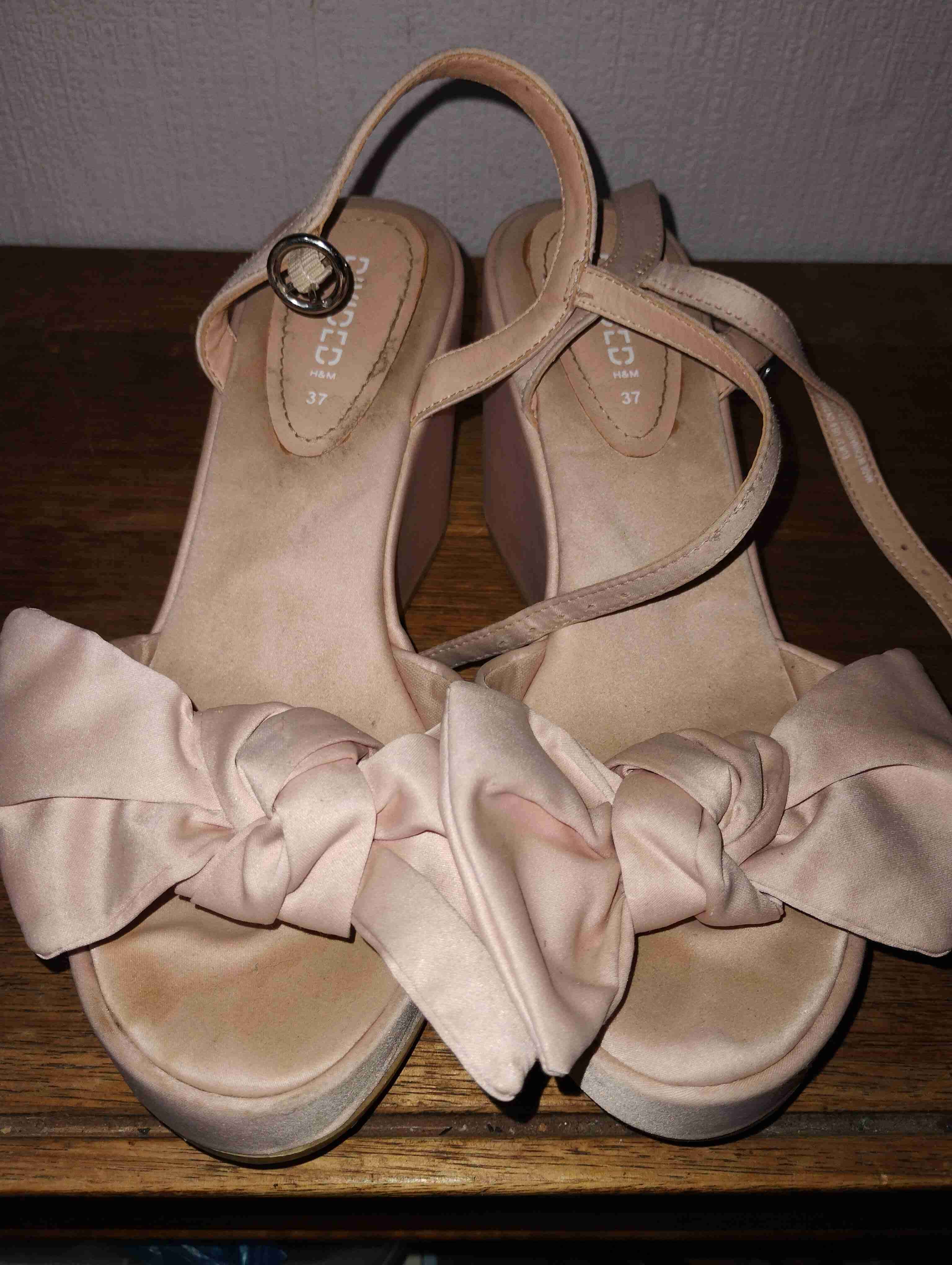 Sandalias de cuña beige con lazo - miniatura 4