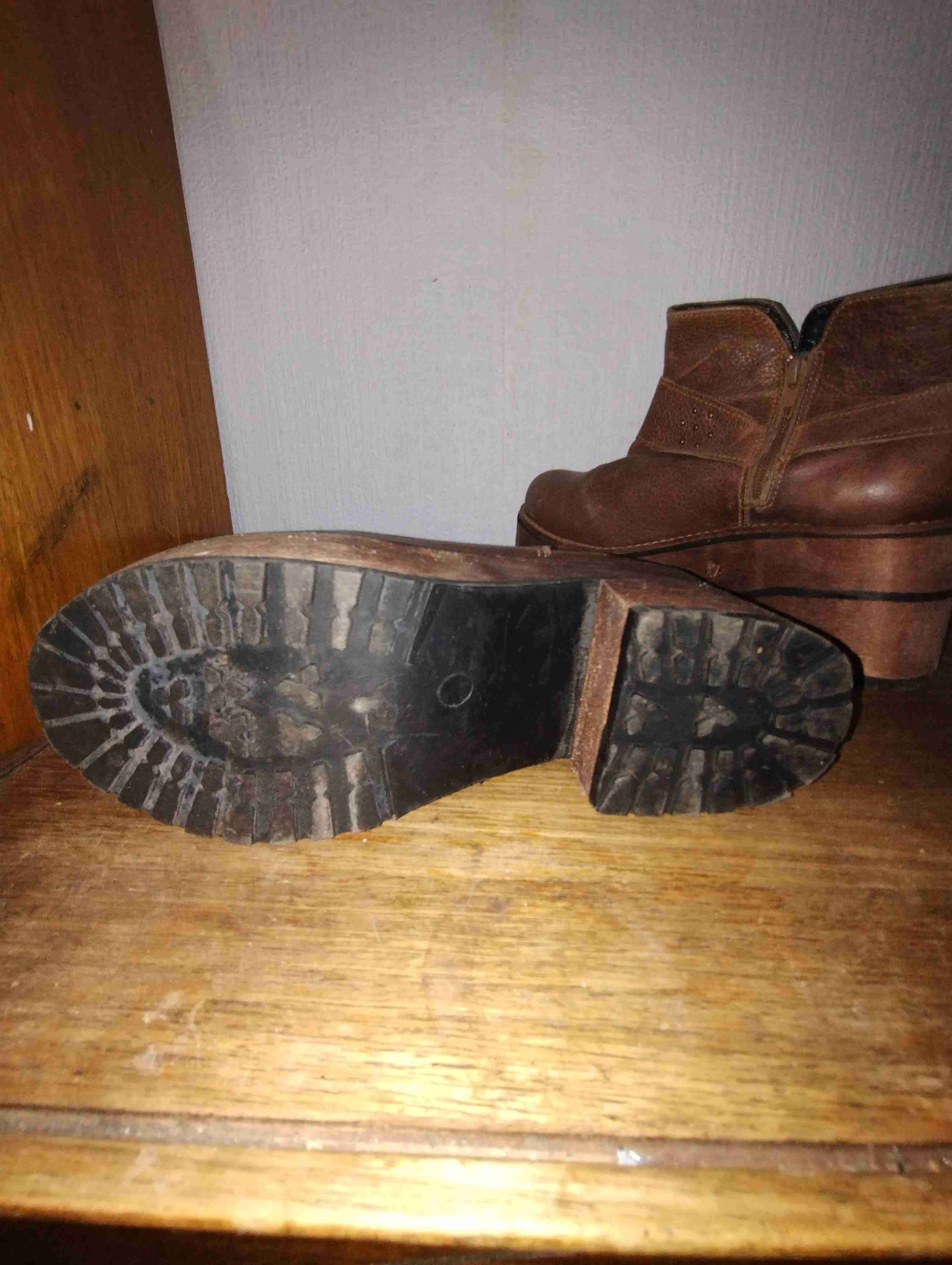 Botines de cuero marrón con plataforma - miniatura 4