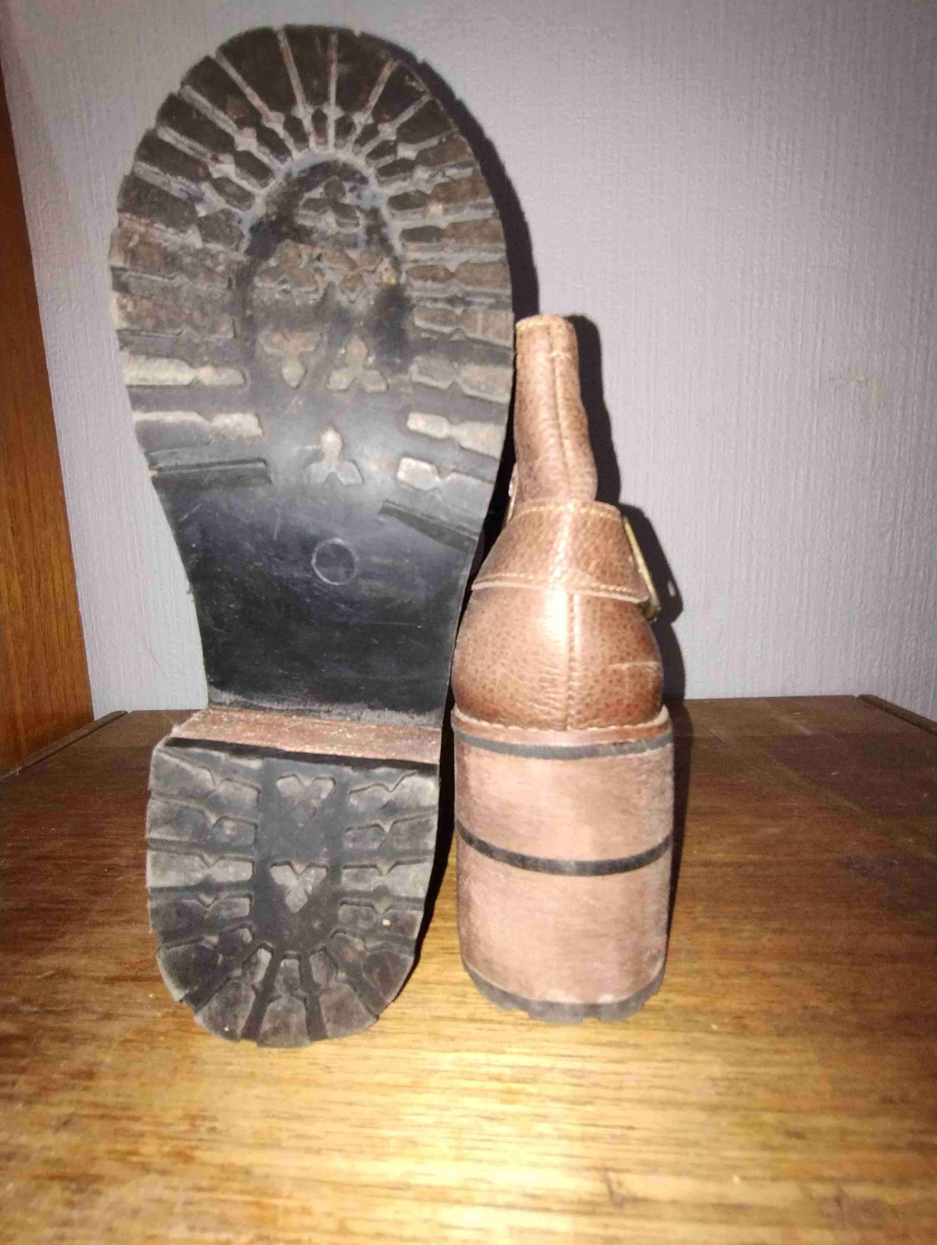 Botines de cuero marrón con plataforma - miniatura 5