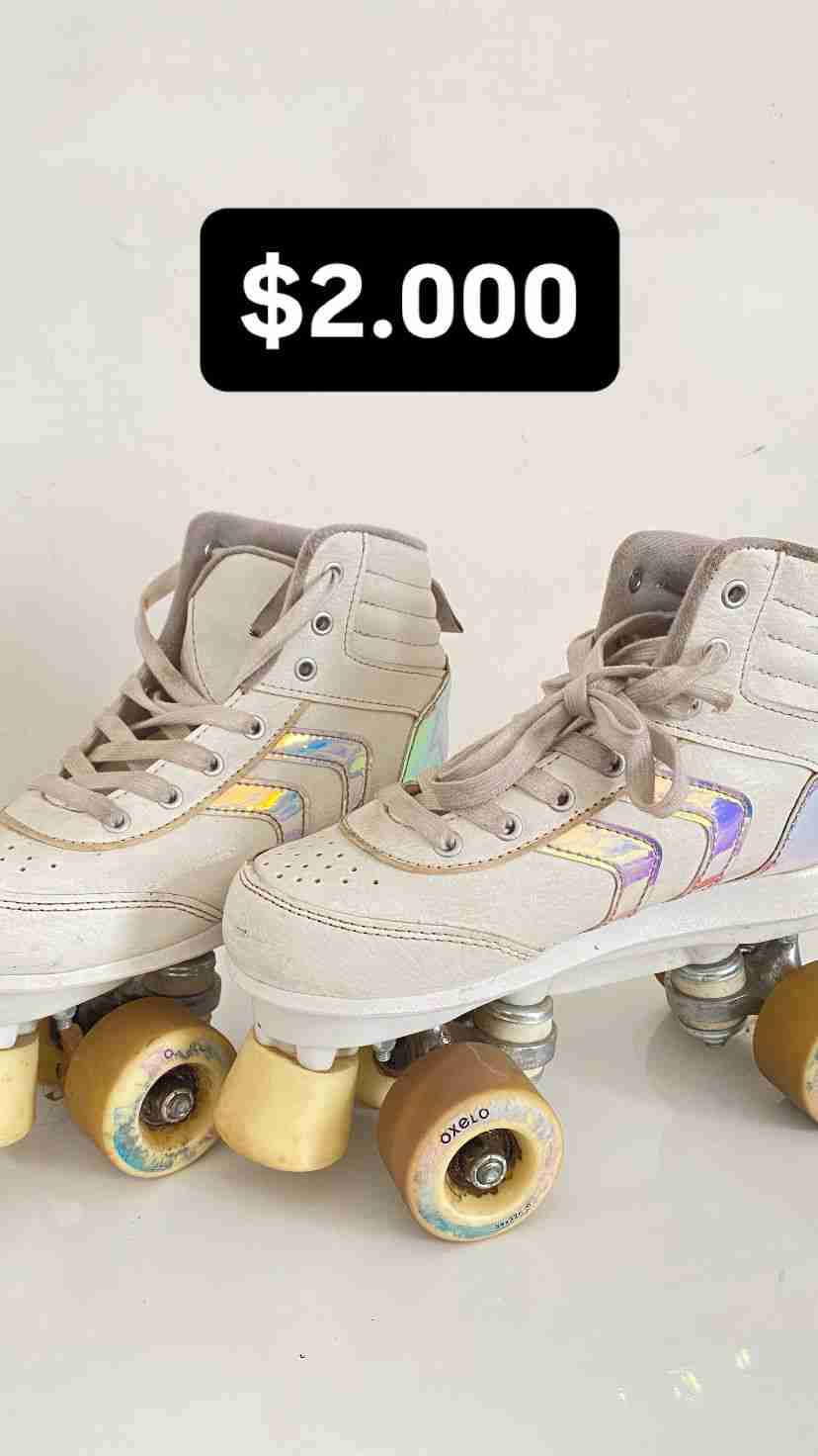 Patines vintage Decatlón beige con brillo