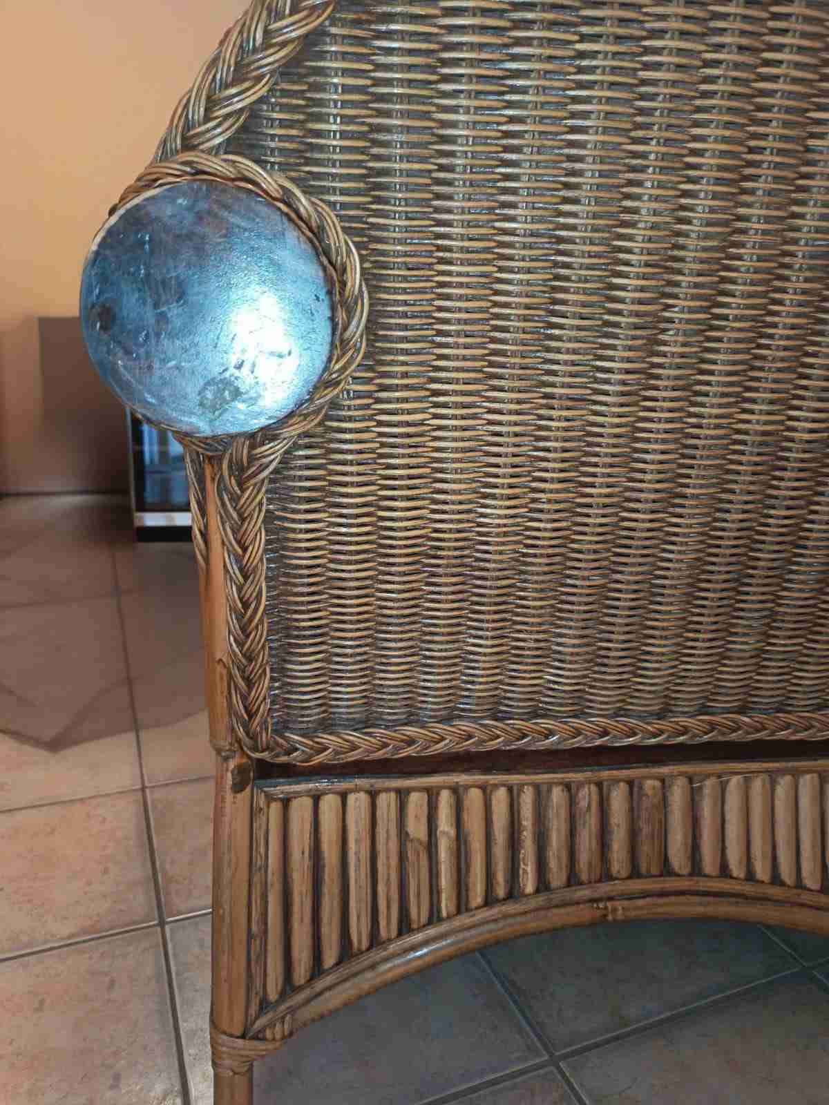 Sofá de ratán con madera de roble - miniatura 6