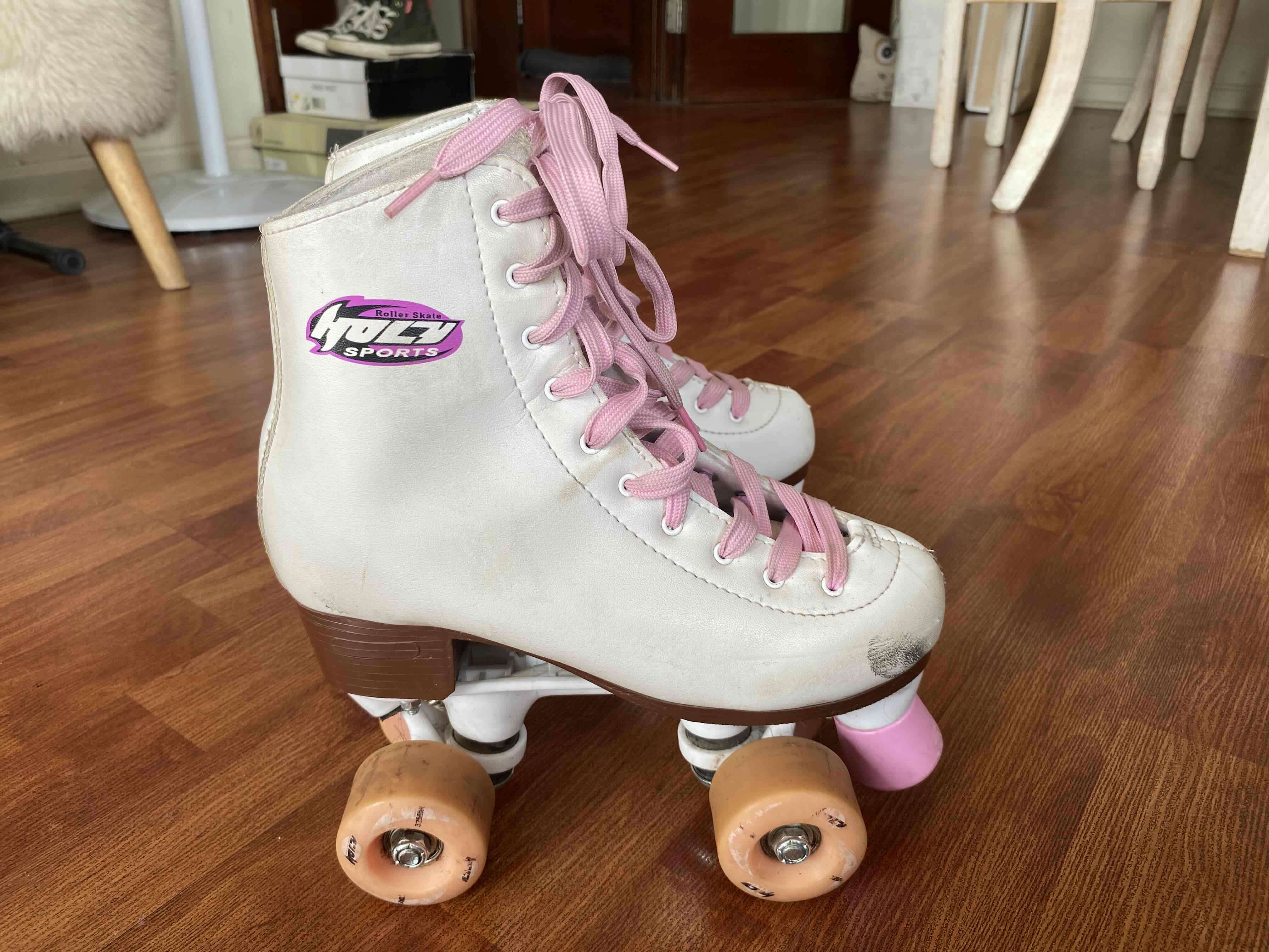 Patines retro blanco con rosado (talla 36) - miniatura 4