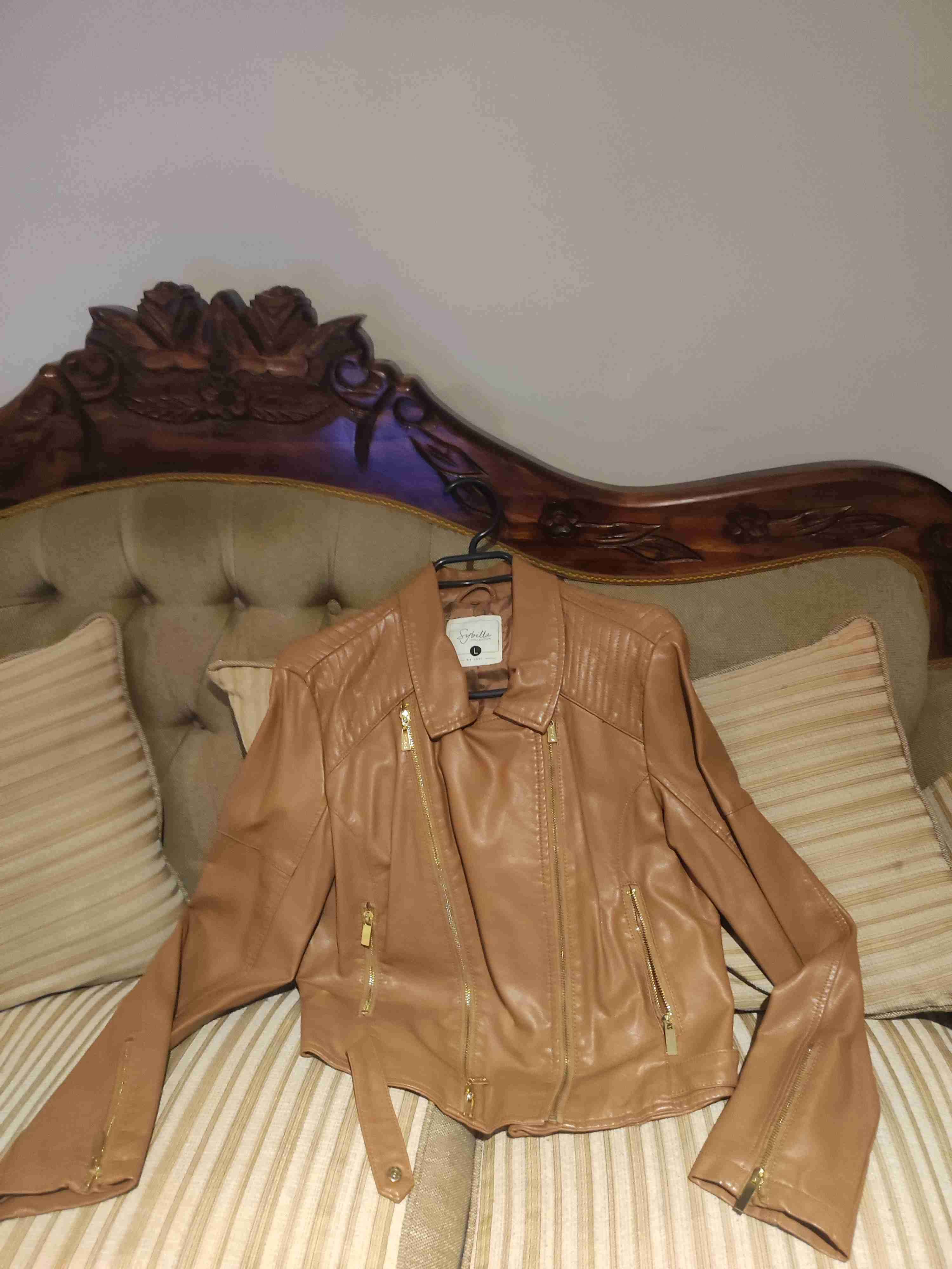 Chaqueta de cuero mujer marrón - miniatura 2