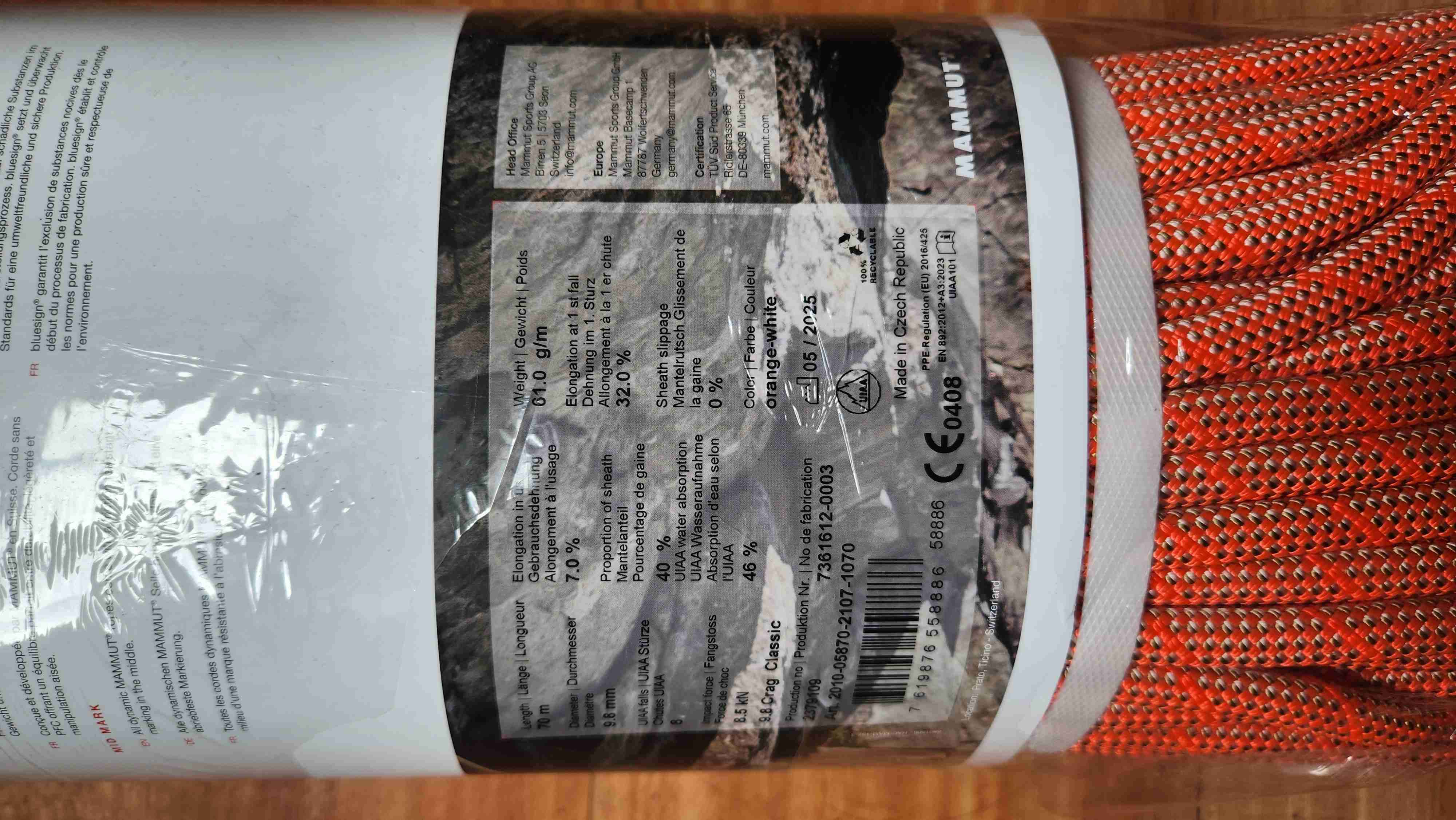 Cuerda de escalada Mammut 70m - miniatura 2