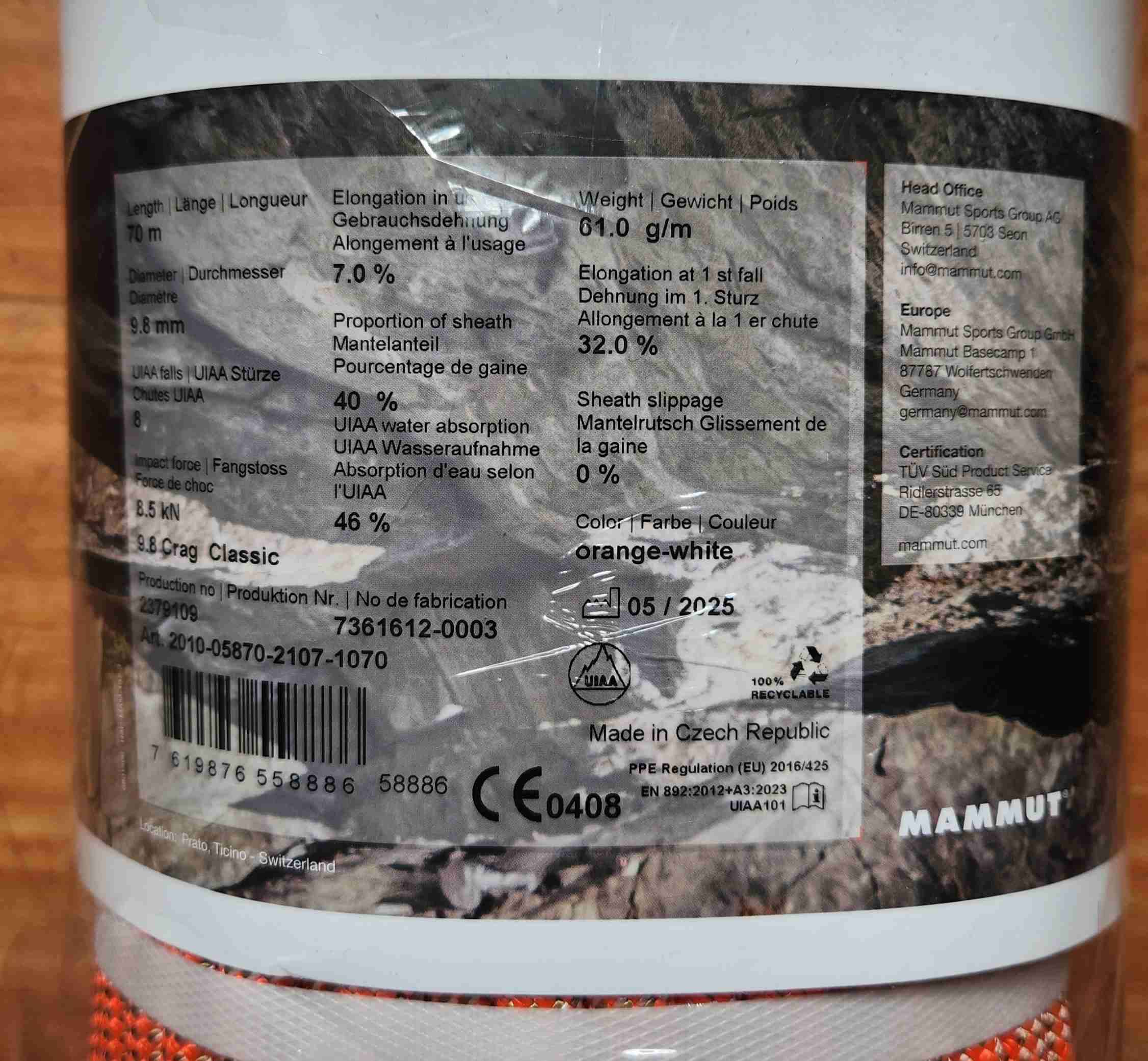 Cuerda de escalada Mammut 70m - miniatura 3