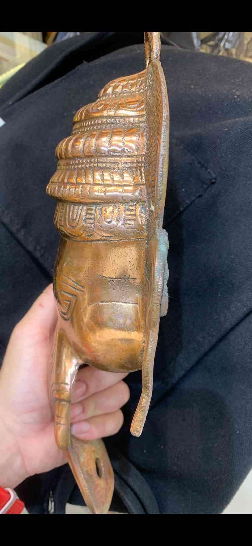 GANESHA de pared Hierro bañado de cobre 31 de alto - miniatura 3