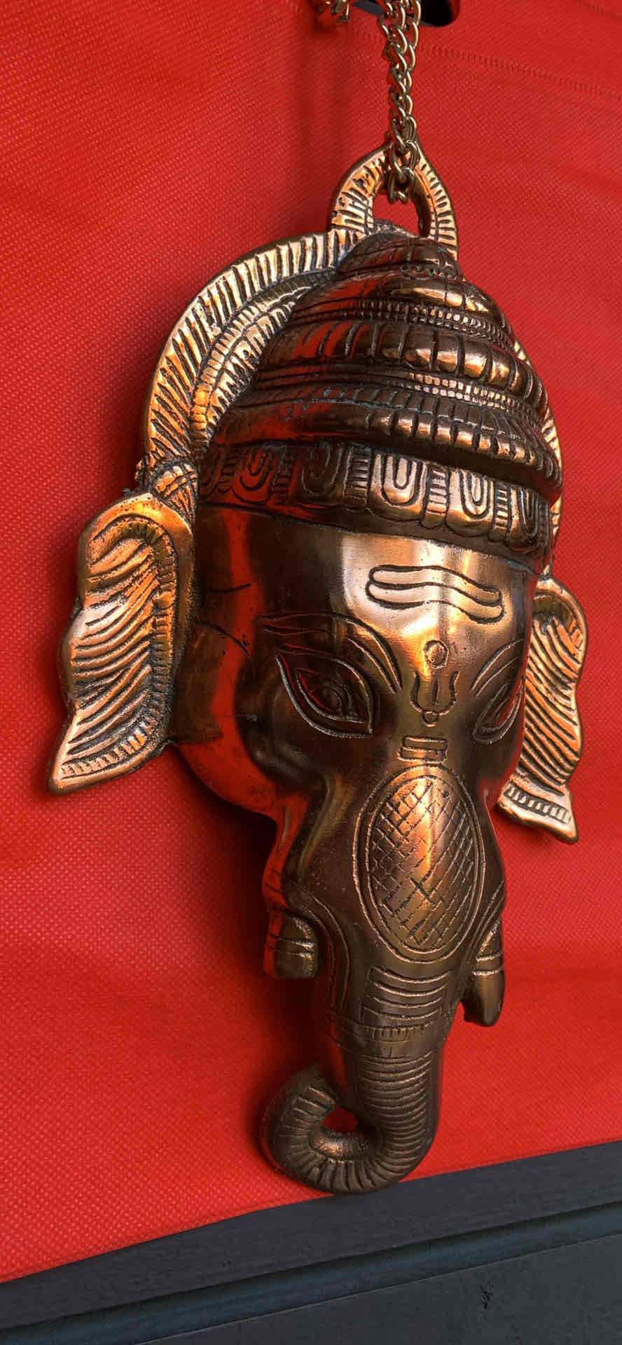 GANESHA de pared Hierro bañado de cobre 31 de alto - miniatura 4