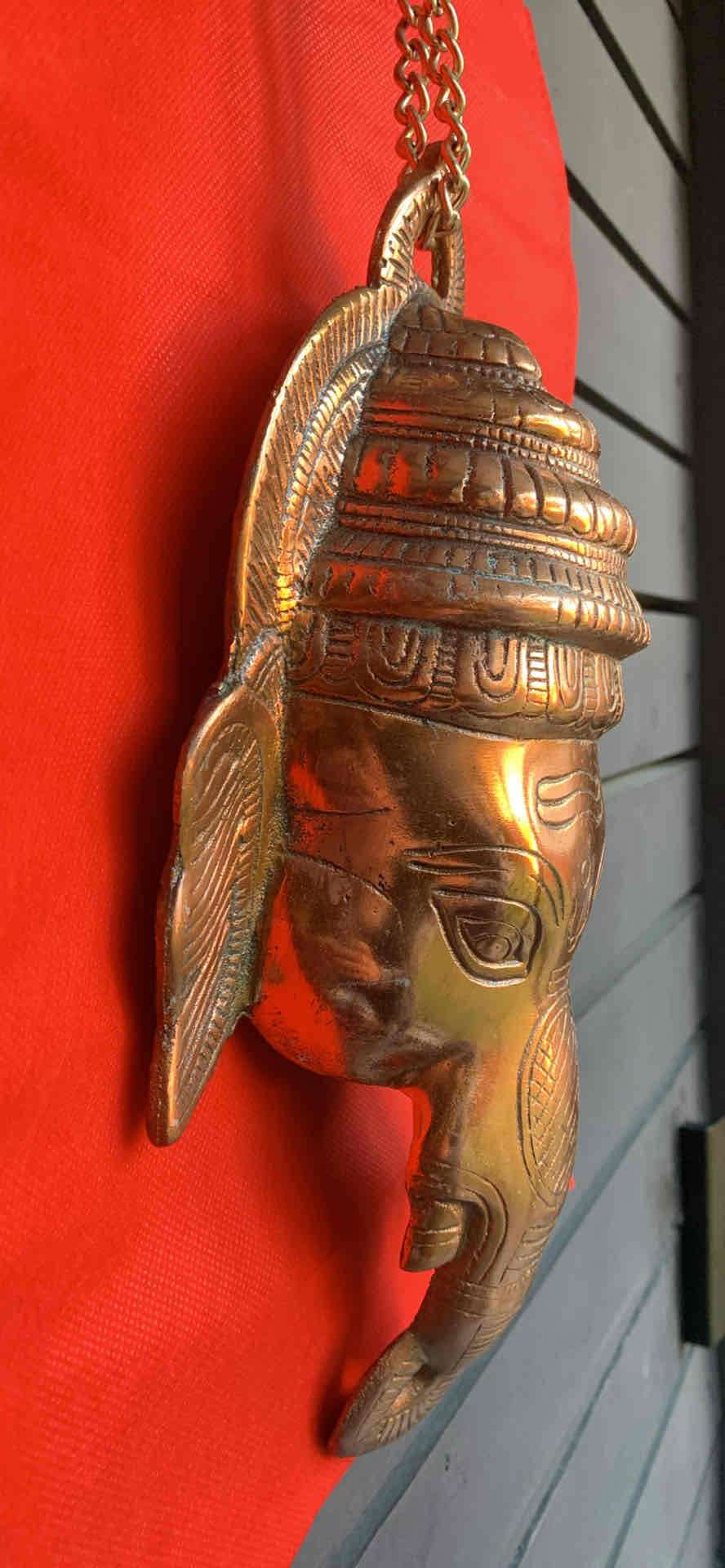 GANESHA de pared Hierro bañado de cobre 31 de alto - miniatura 6