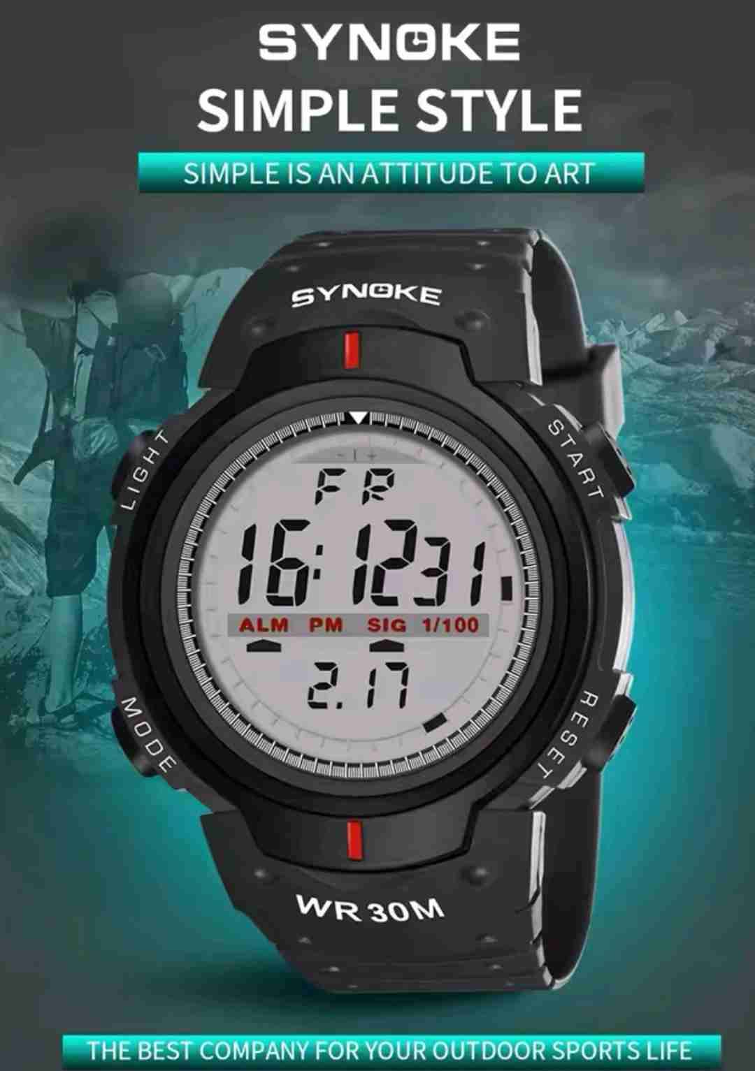 Reloj digital negro resistente al agua - miniatura 2