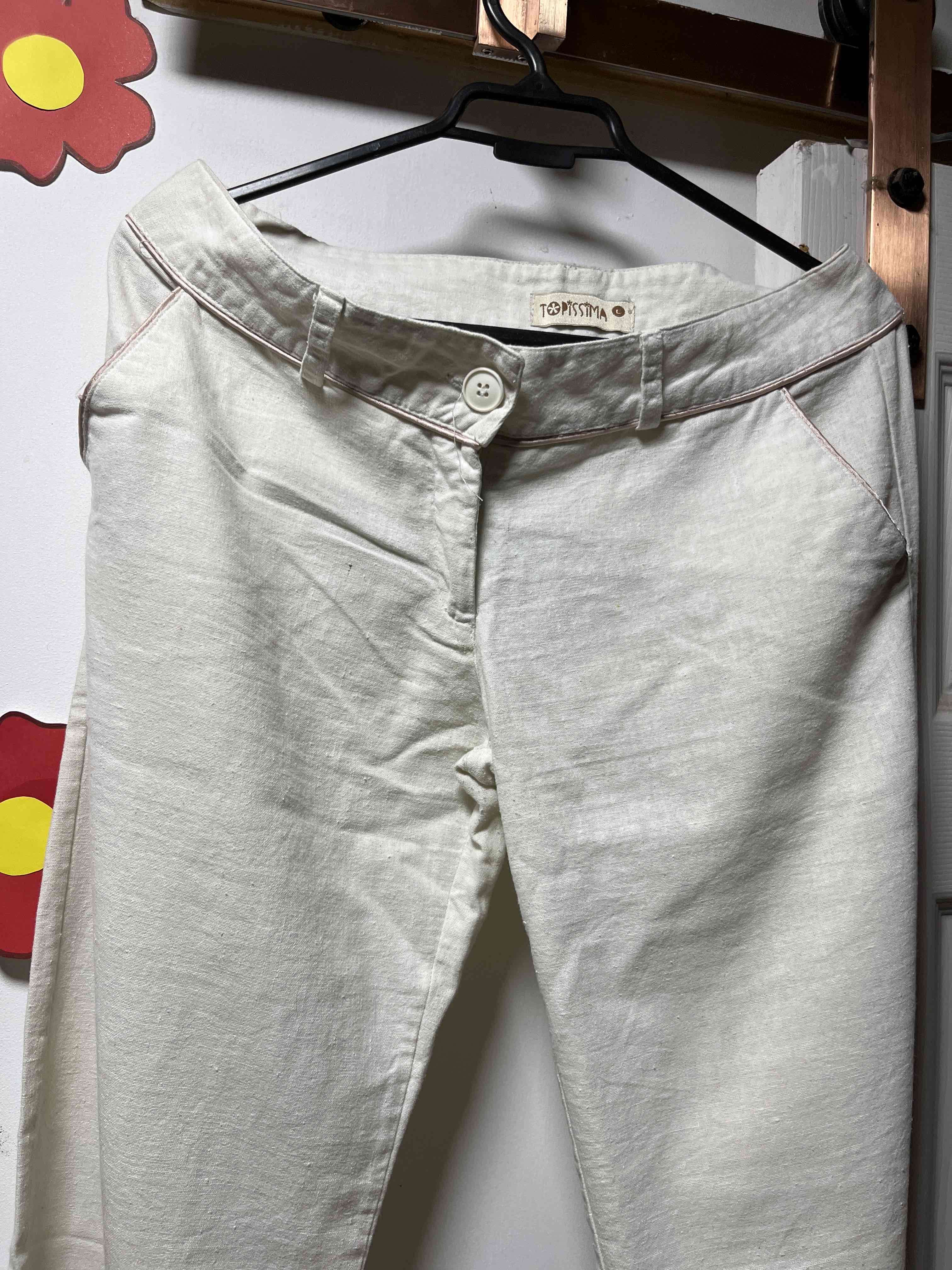 Pantalones de lino beige - miniatura 1
