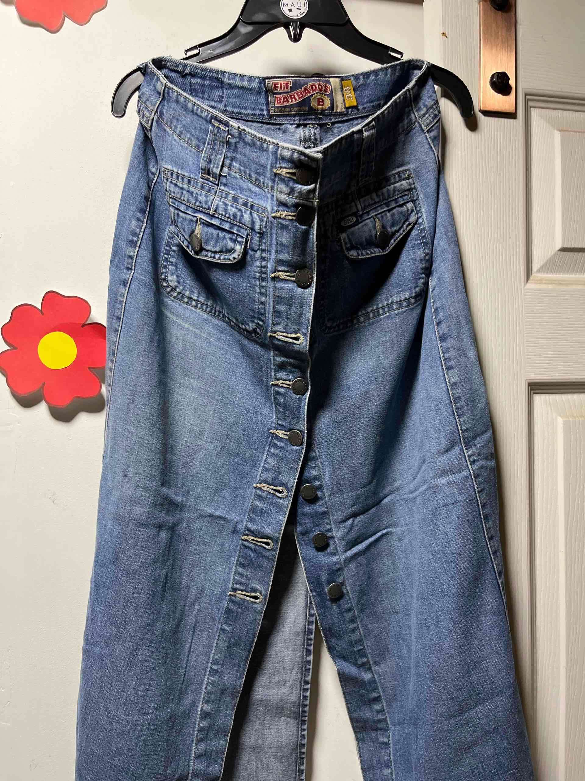 Falda larga de mezclilla azul - miniatura 1