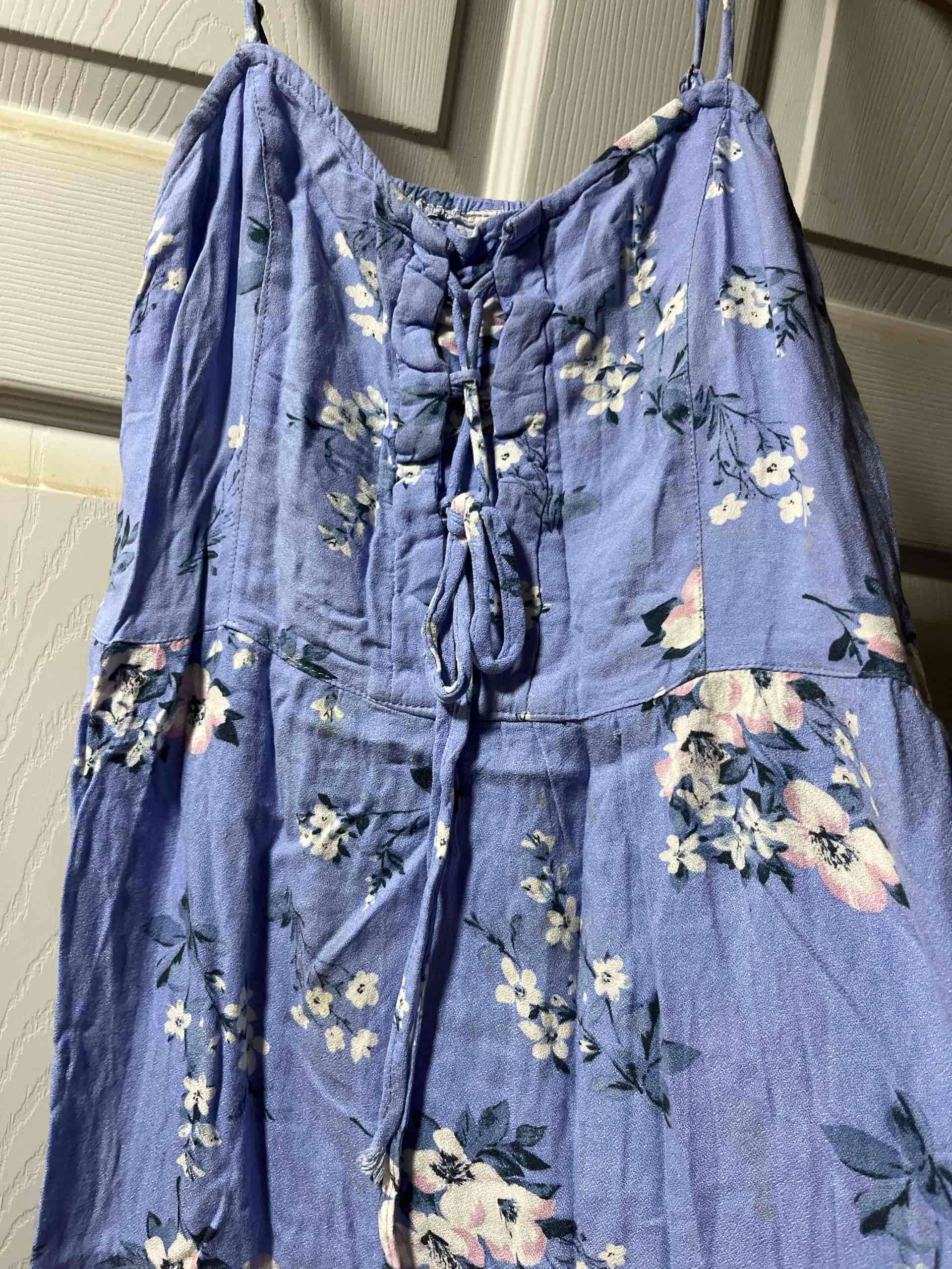 Vestido floreado azul de tirantes - miniatura 1