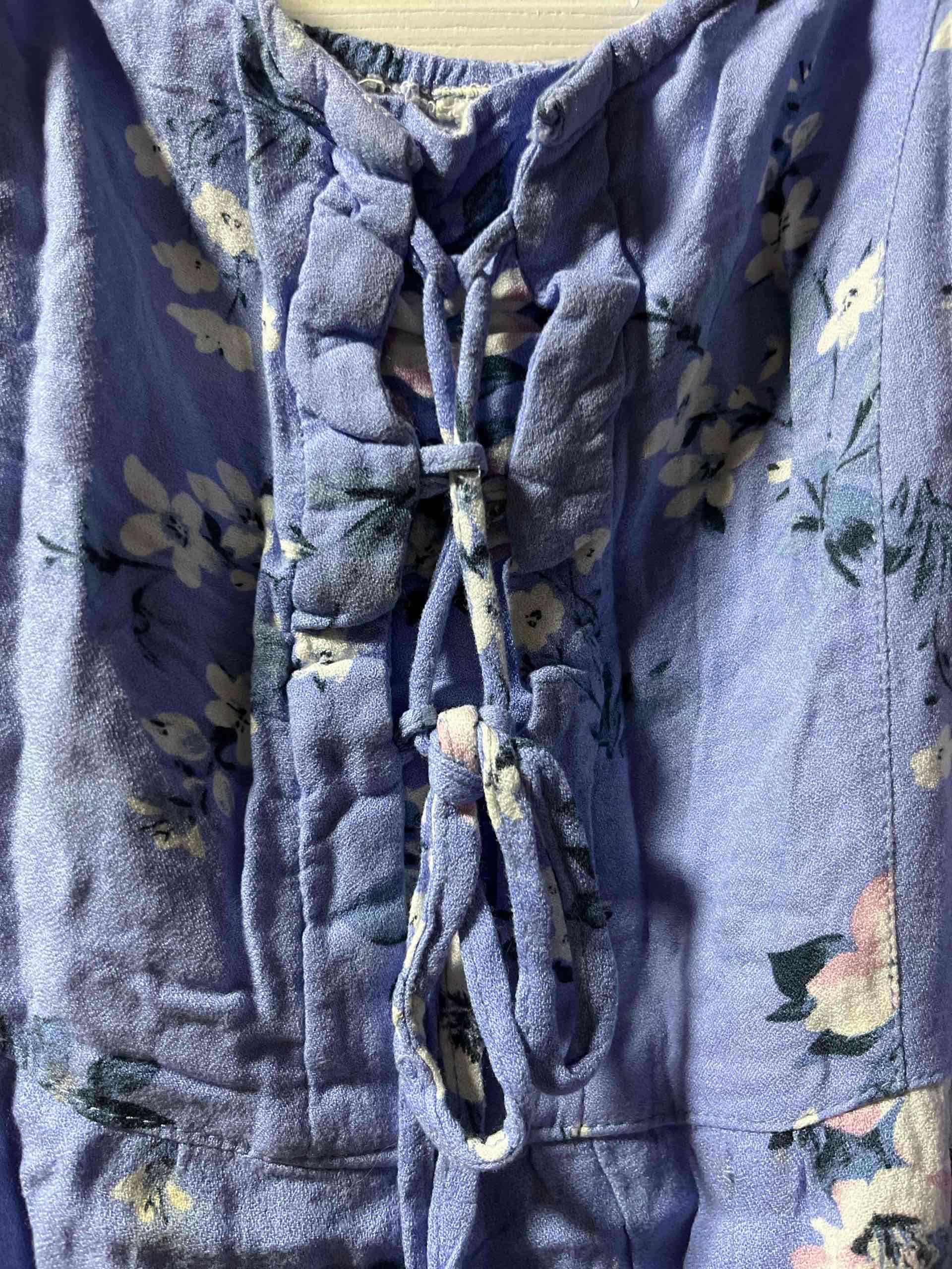 Vestido floreado azul de tirantes - miniatura 3