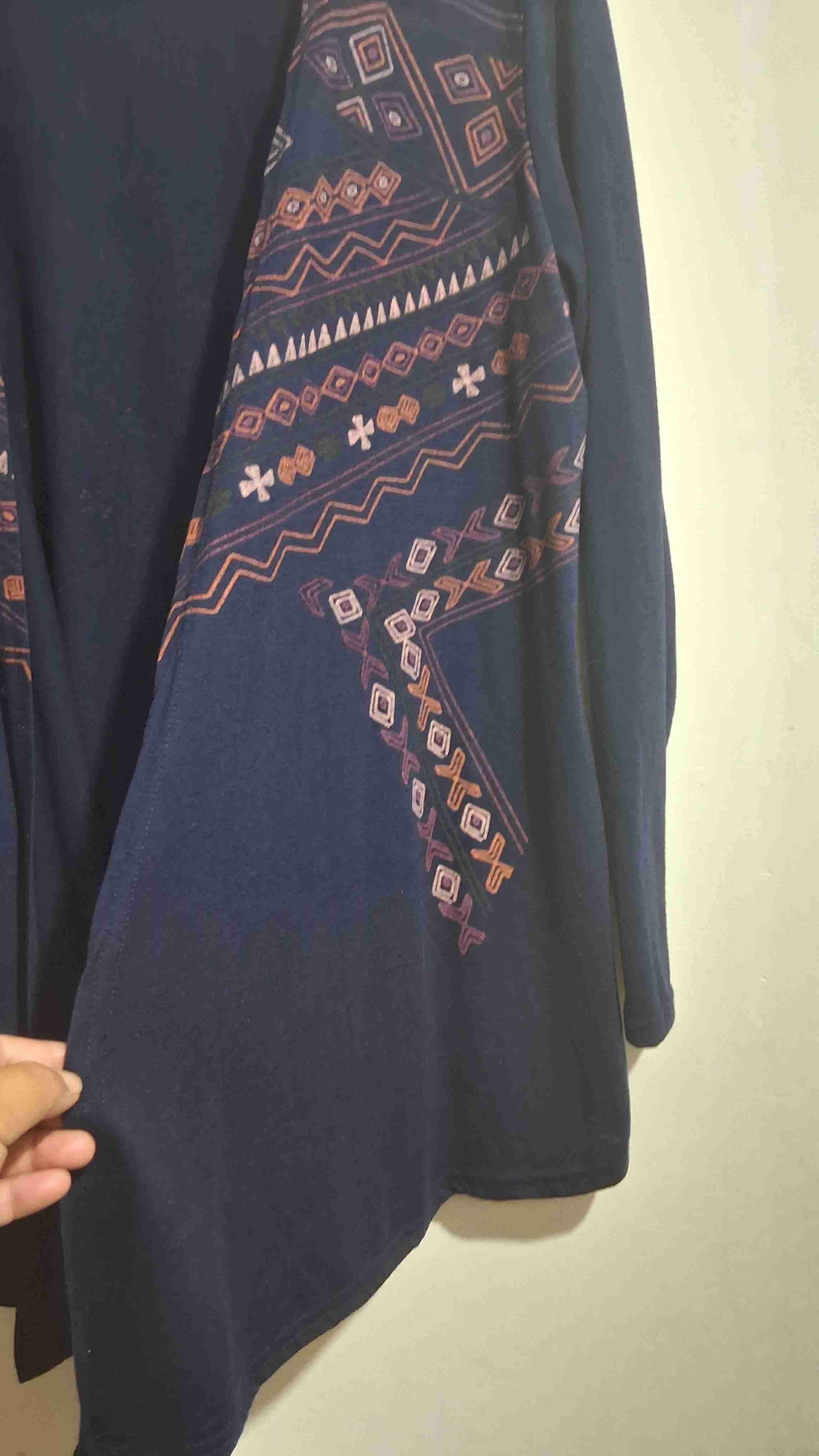 Cardigan azul estampado étnico - miniatura 3