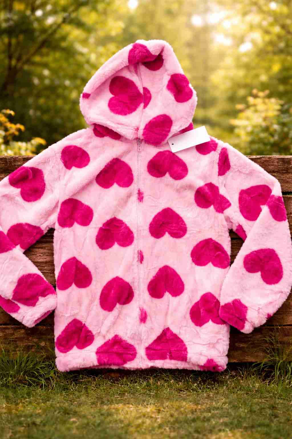 Chaqueta polar blanca con corazones - miniatura 3