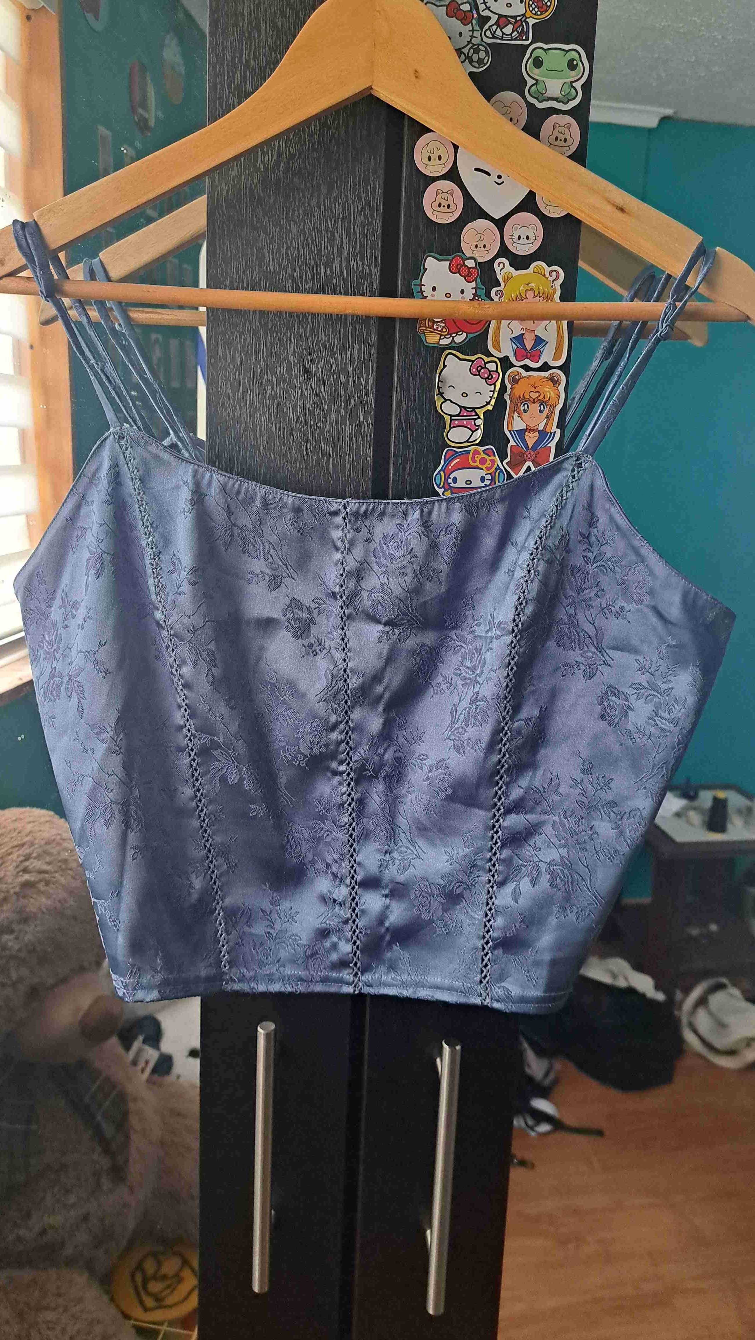 Top azul floral de tirantes - miniatura 1