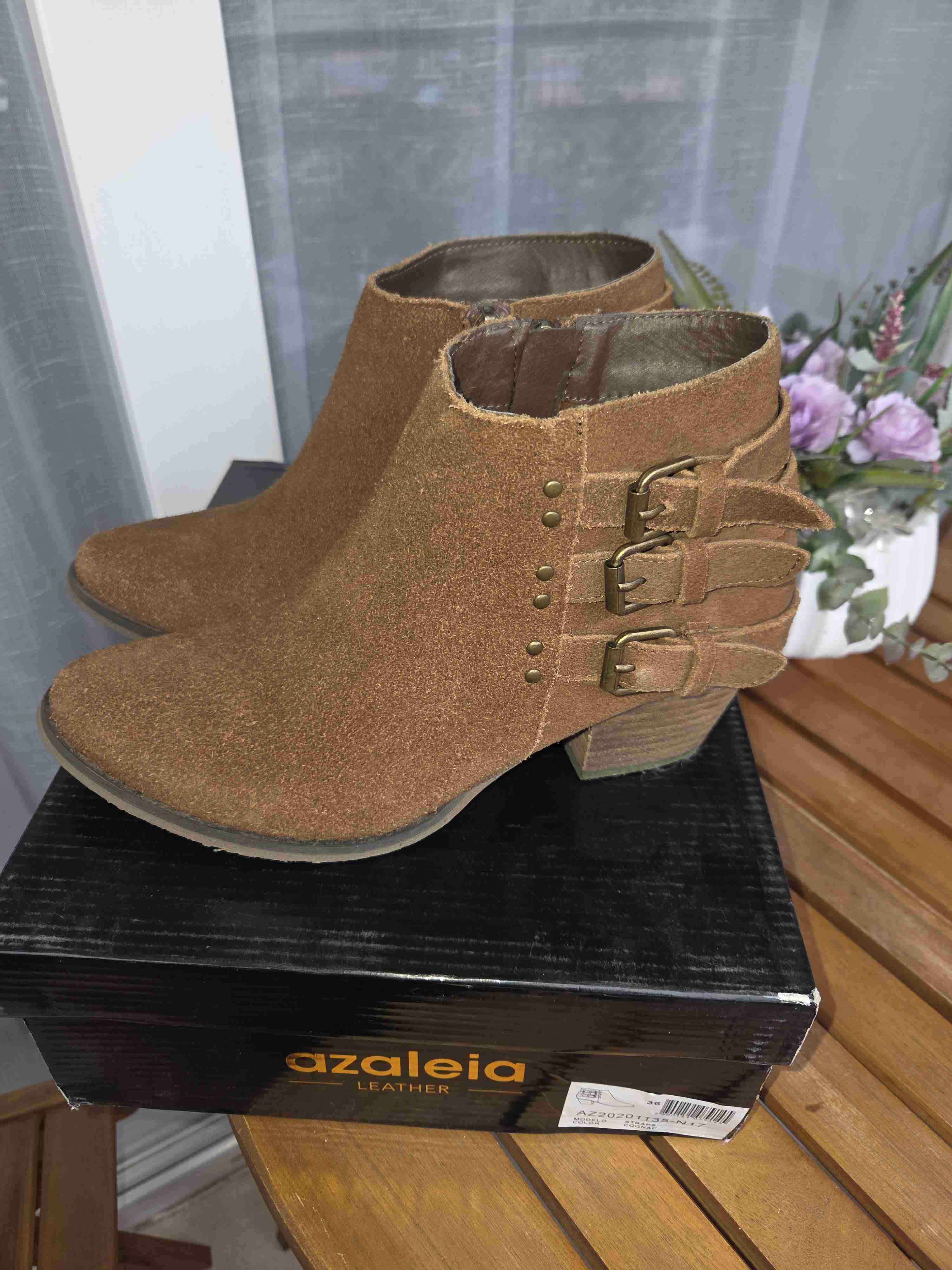Botines de cuero marrón Azaleia - miniatura 1