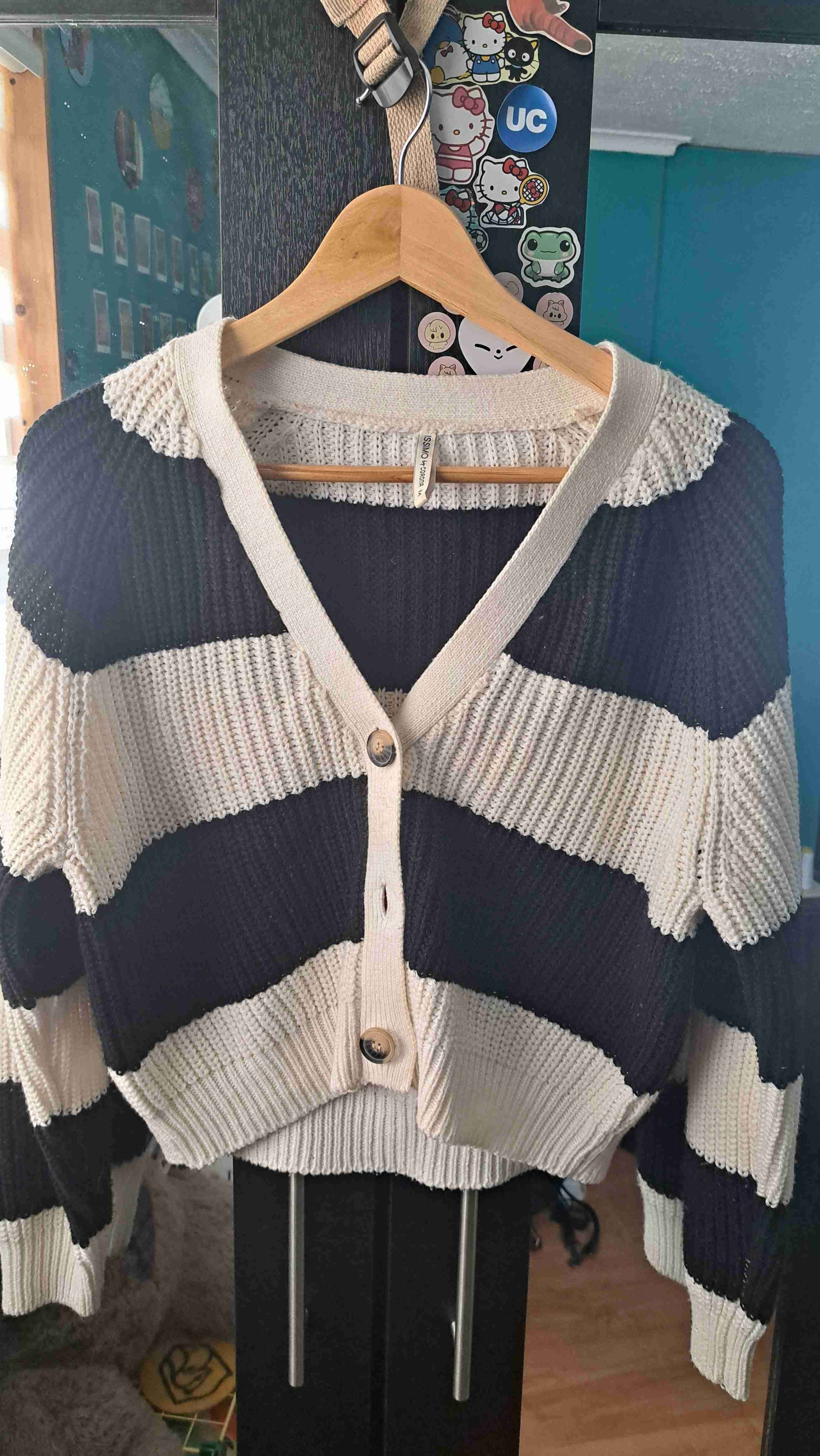 Cardigan a rayas blanco y negro - miniatura 1