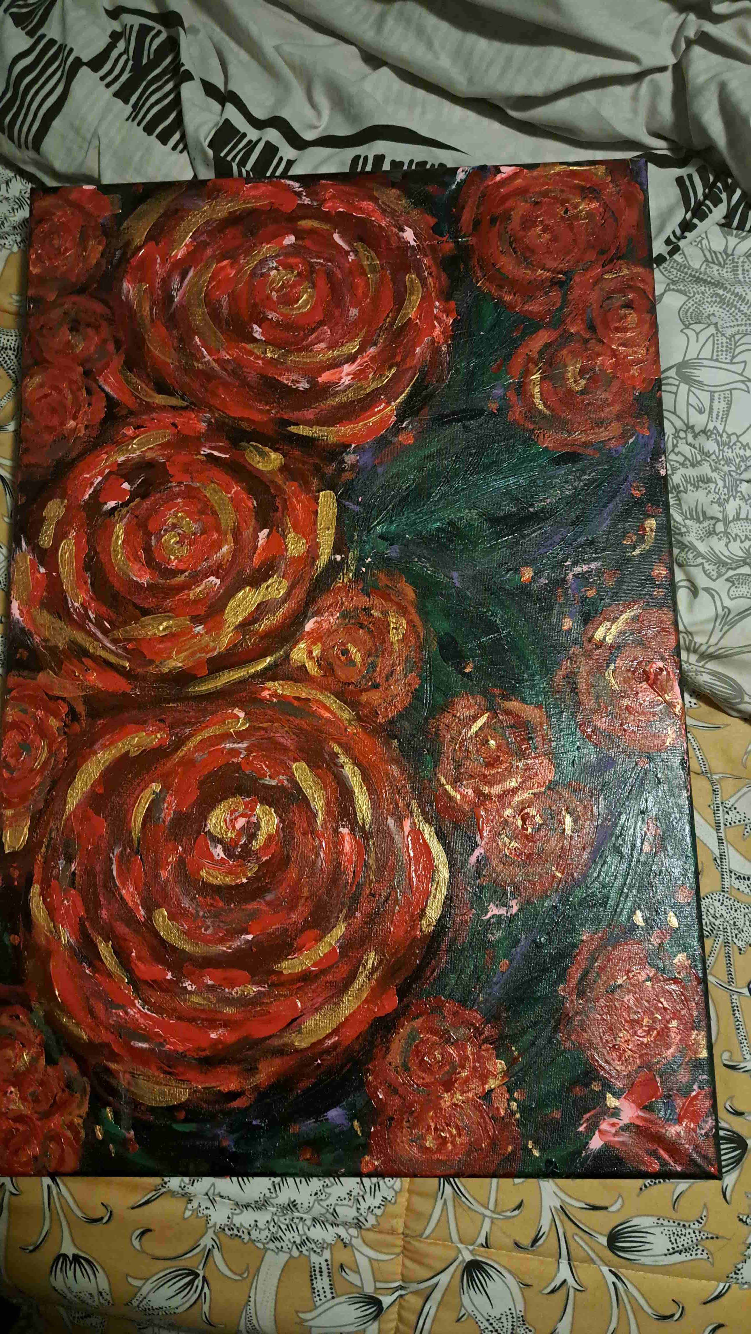 Cuadro de flores abstractas único - miniatura 1