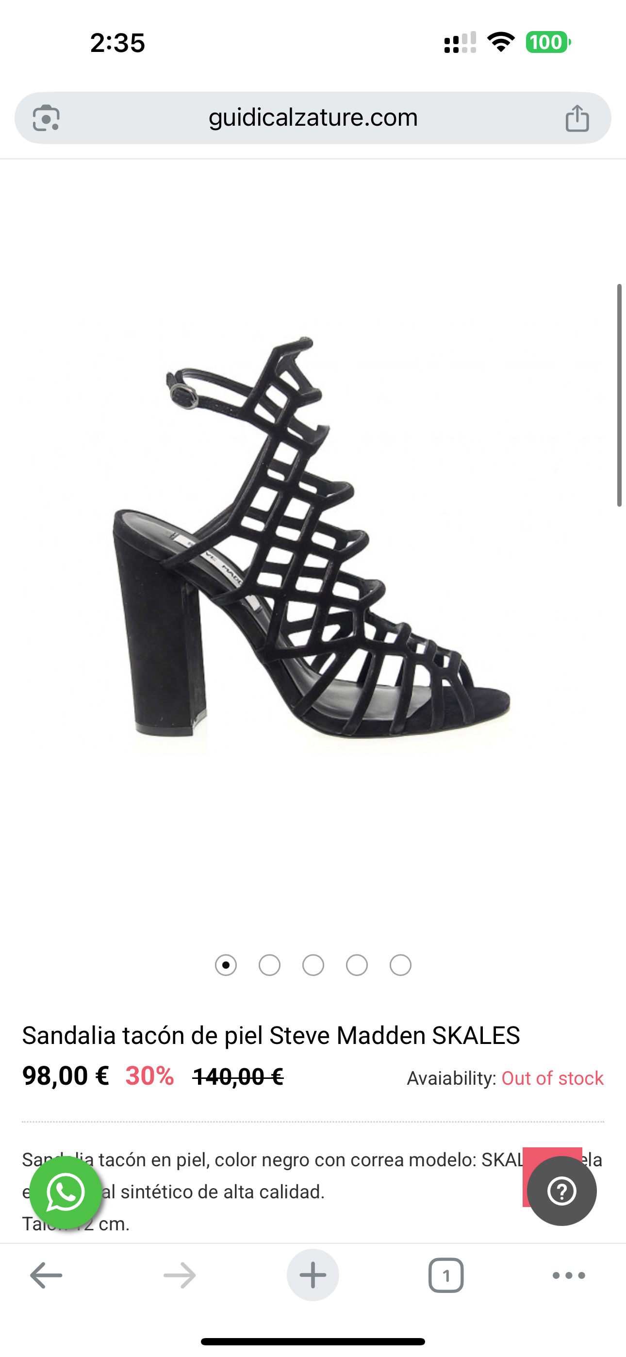 Sandalia Steve Madden de tacón negra - miniatura 1