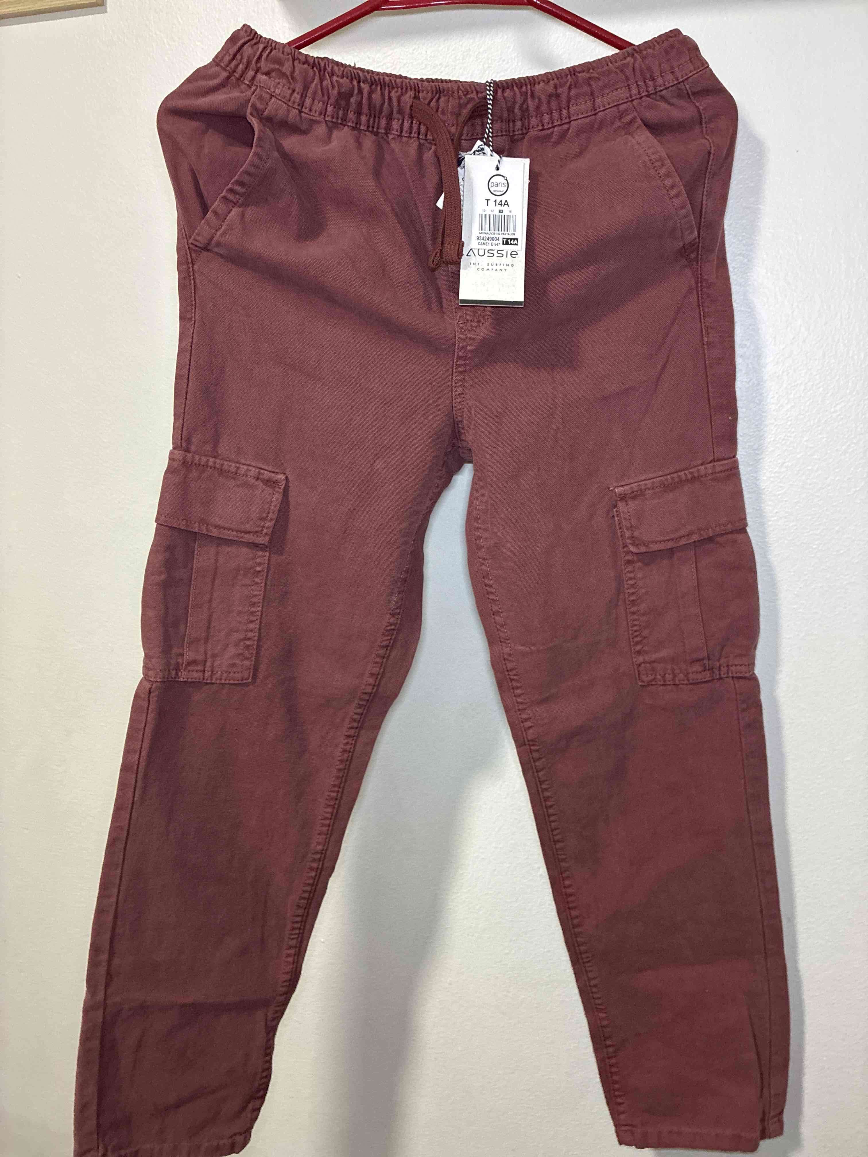 Pantalones cargo burdeos talla 14 - miniatura 1
