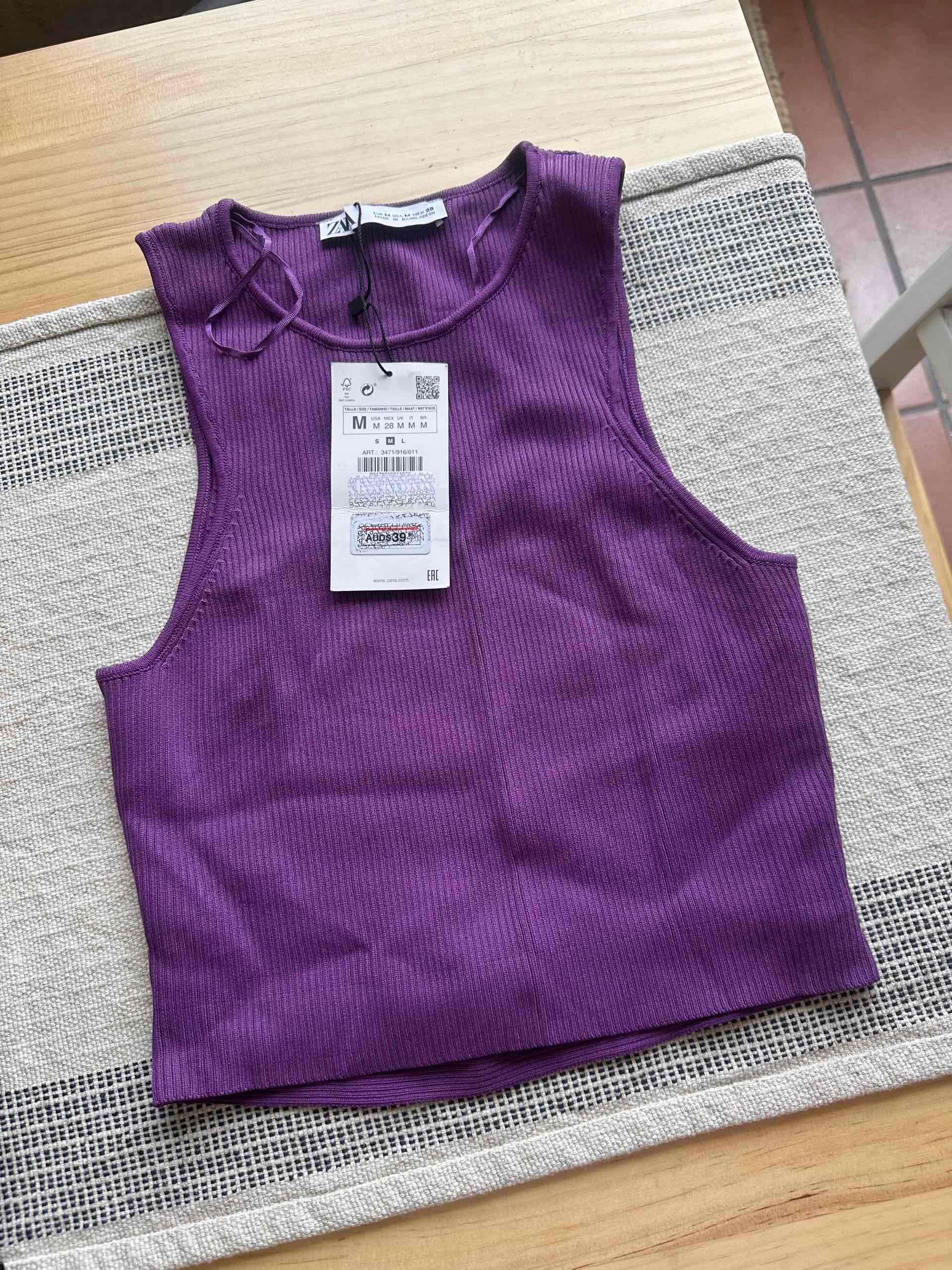 Cropped top morado Zara - miniatura 1