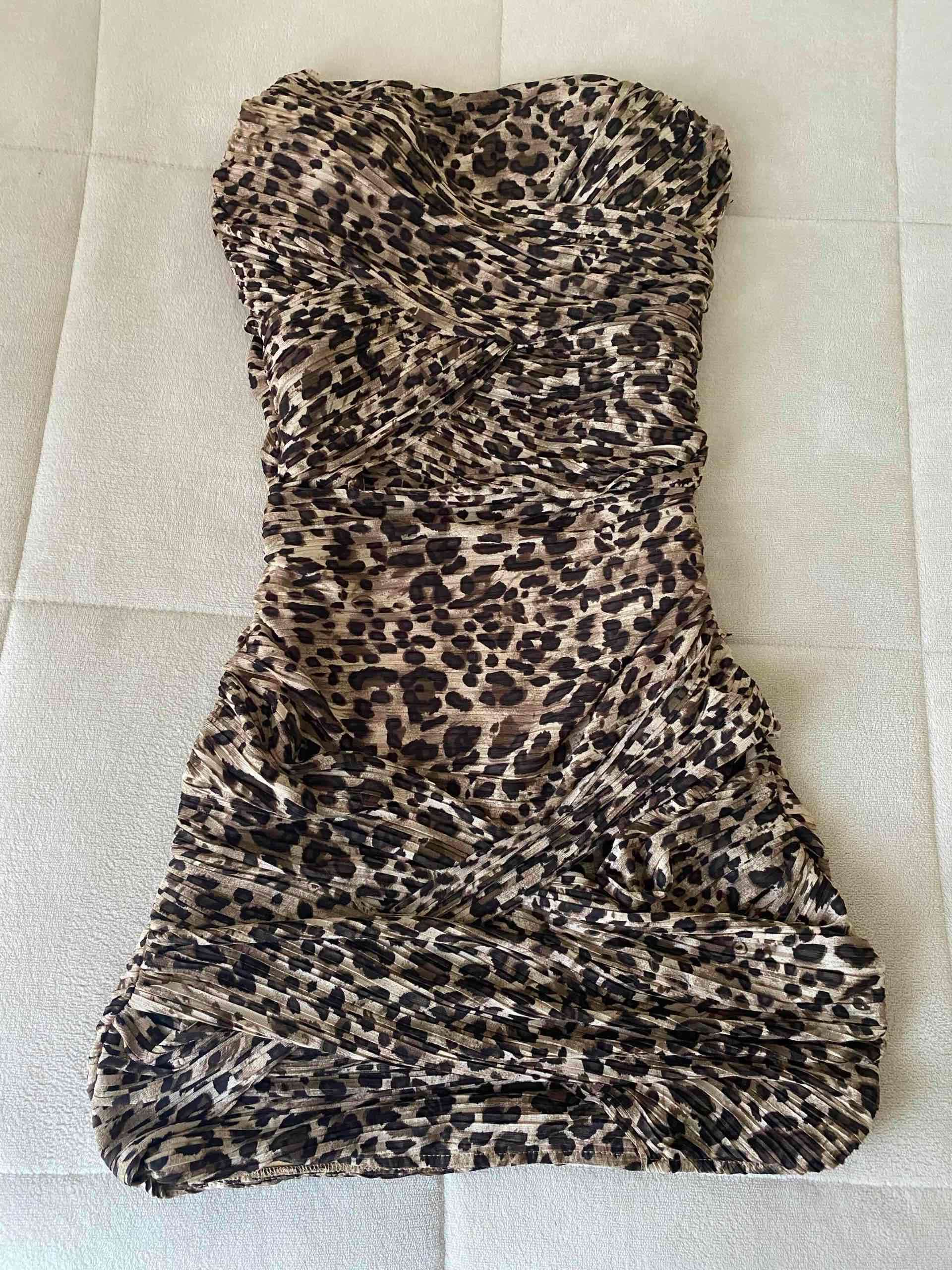 Vestido corto estampado leopardo - miniatura 1