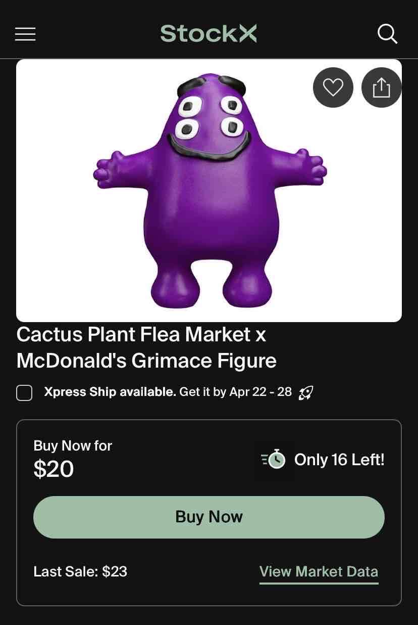 Cactus Plant Flea Market xMcDonald's Grimace - miniatura 4