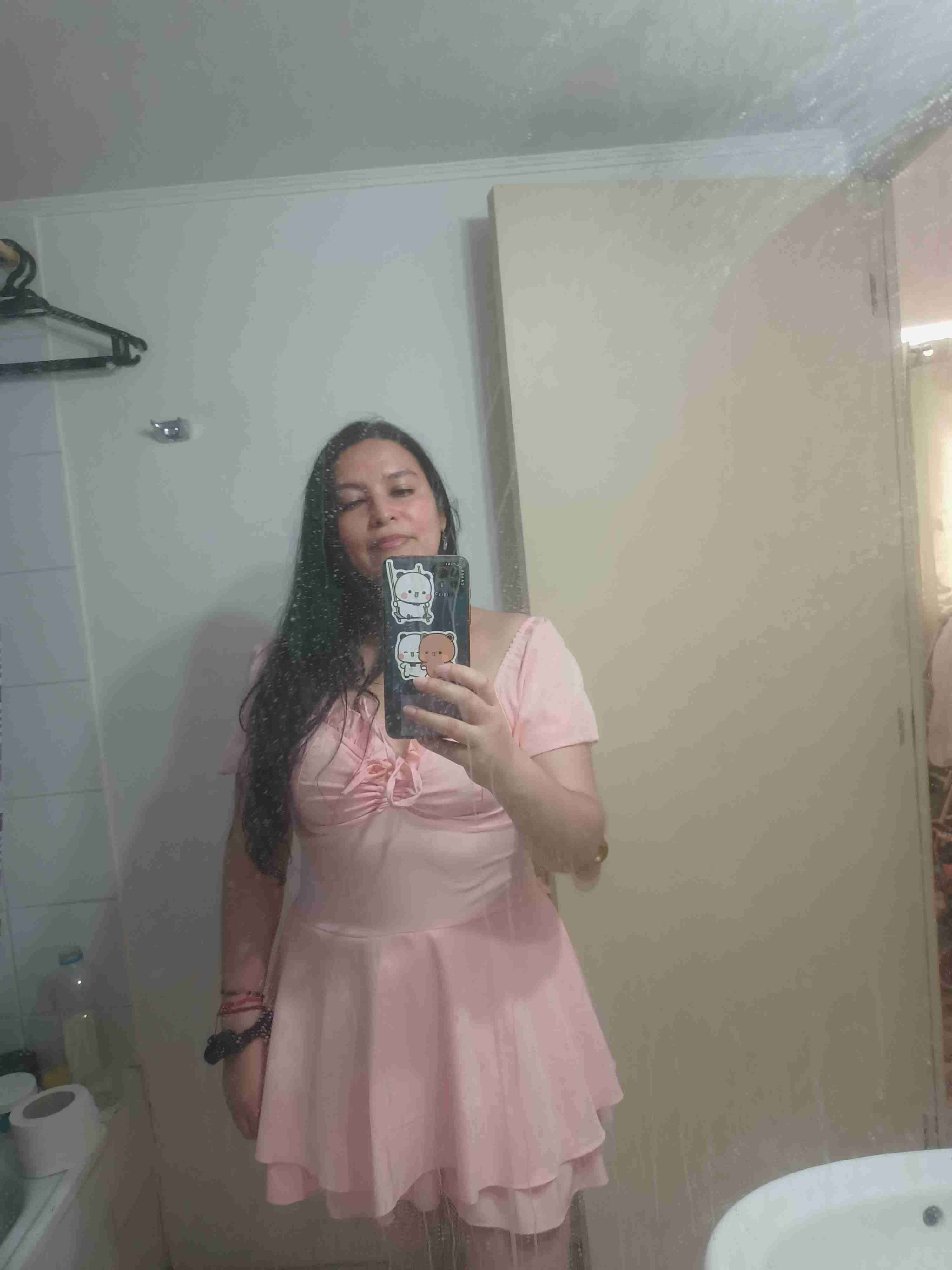 Vestido rosa claro con vuelo - miniatura 1