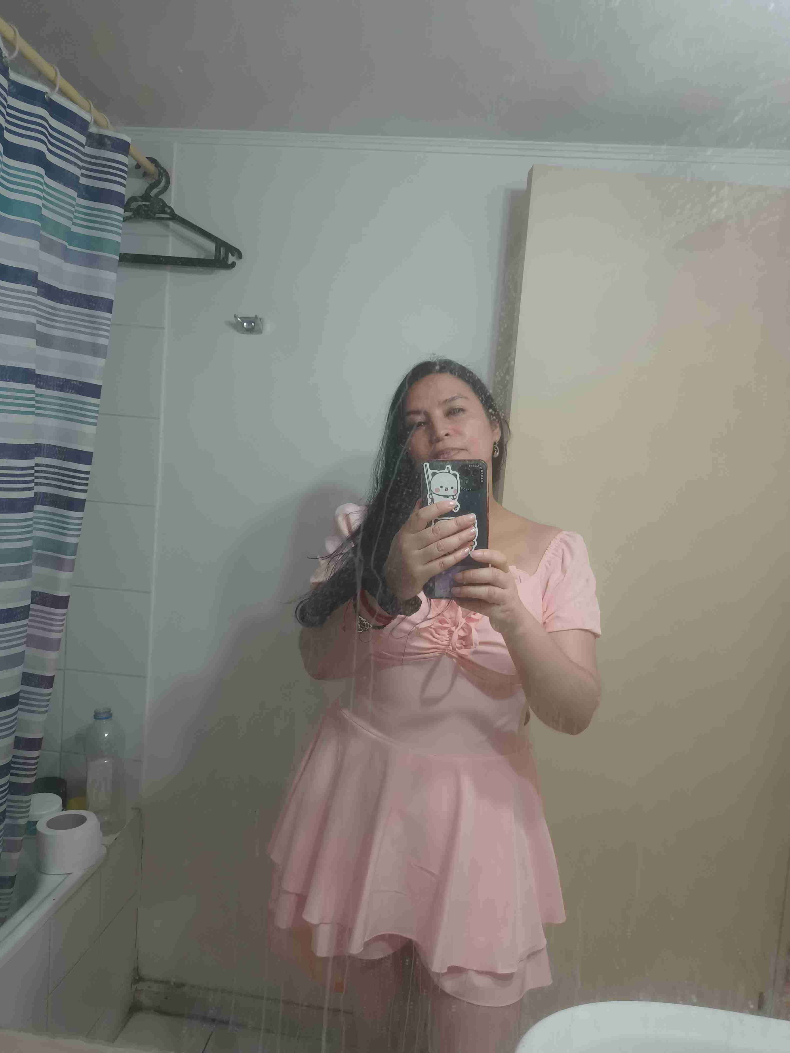 Vestido rosa claro con vuelo - miniatura 2