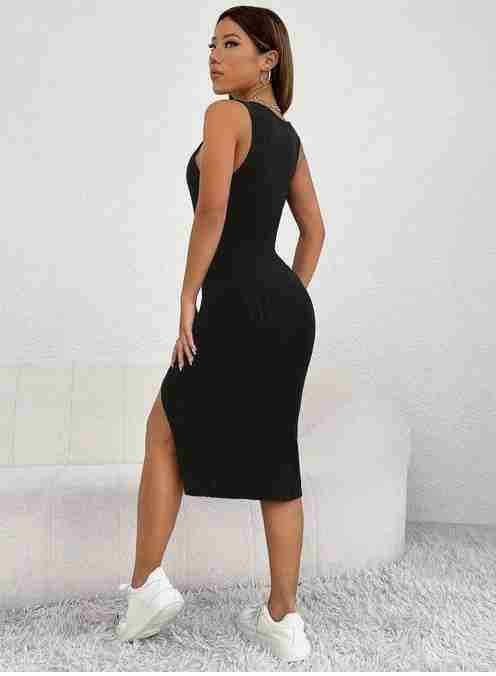 Vestido negro ajustado con tirantes - miniatura 2