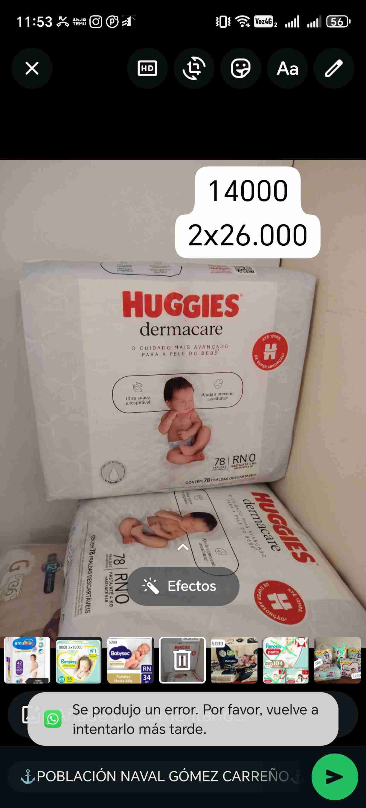 Pañales Huggies Dermacare RN 78 unidades