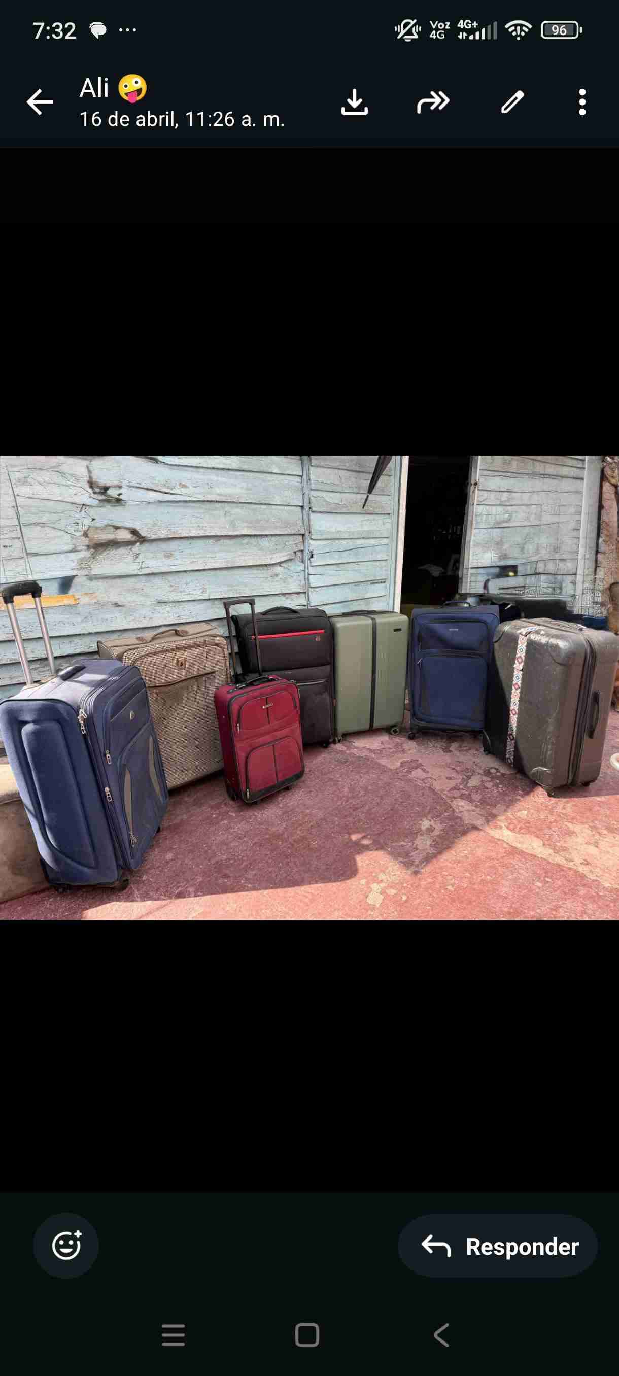 Maleta grande verde con ruedas - miniatura 3